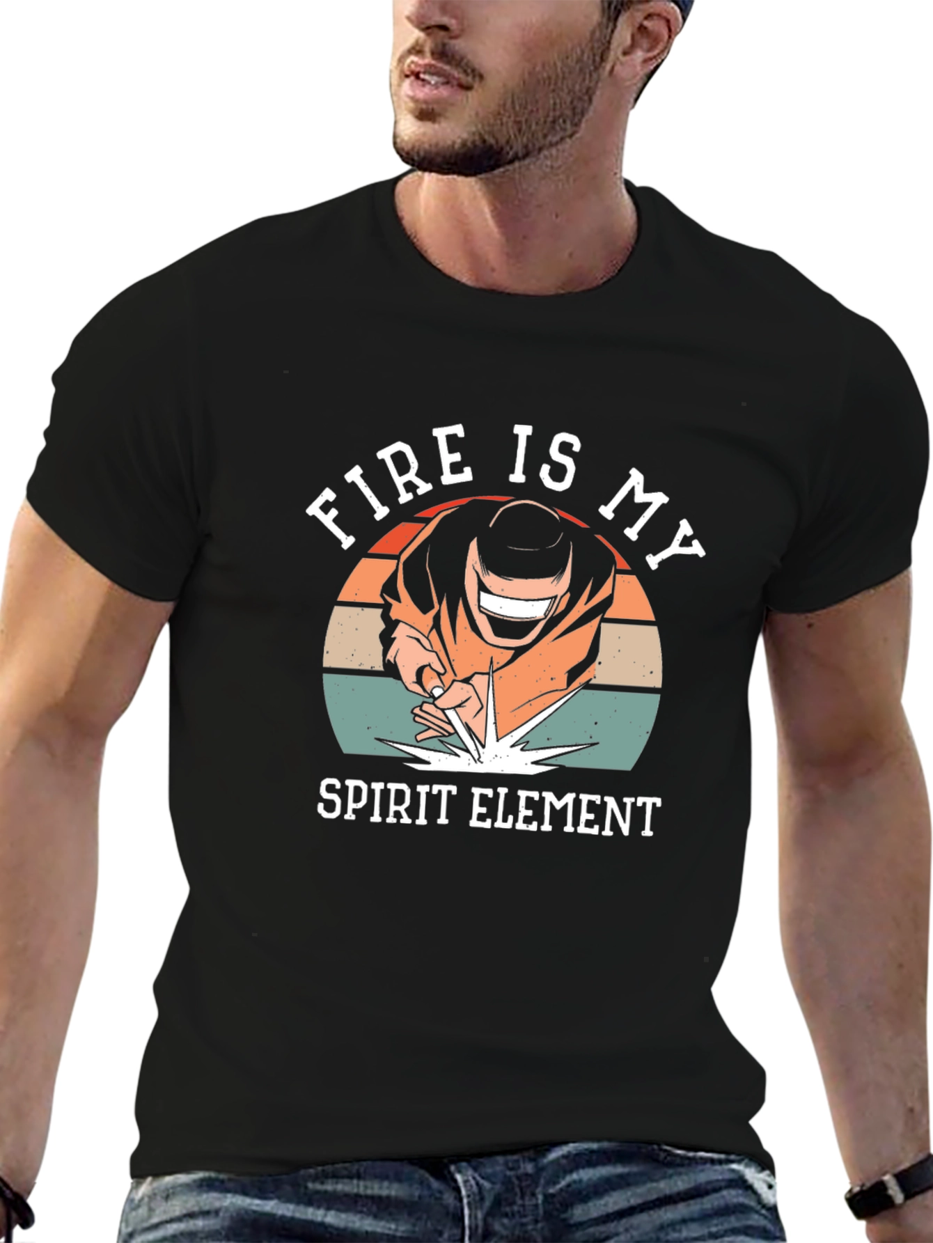 Fire Is My Spirit Element Black T-Shirt