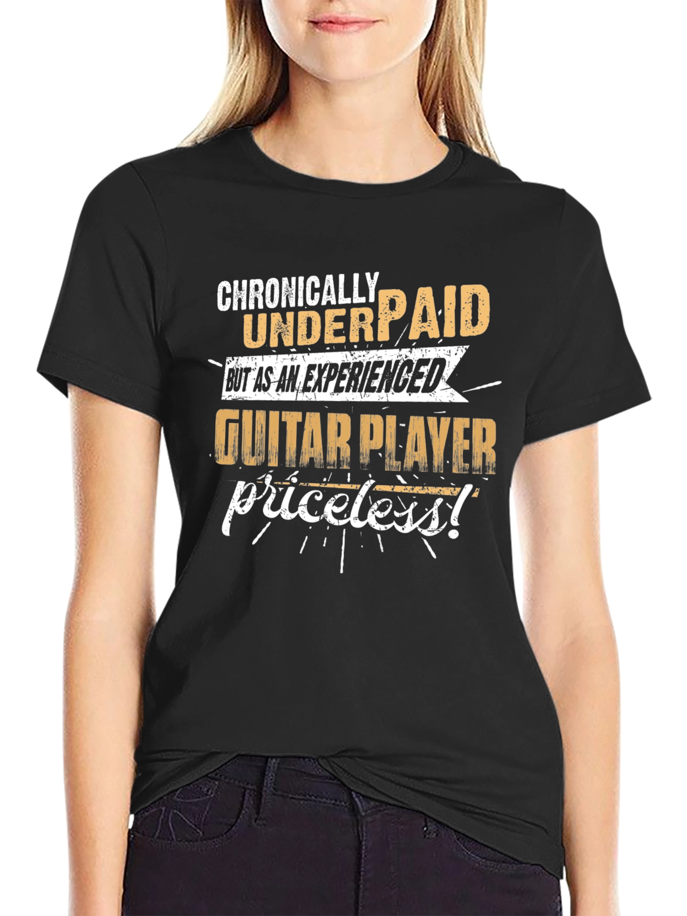 Chronically Underpaid Guitar Player Black T-Shirt