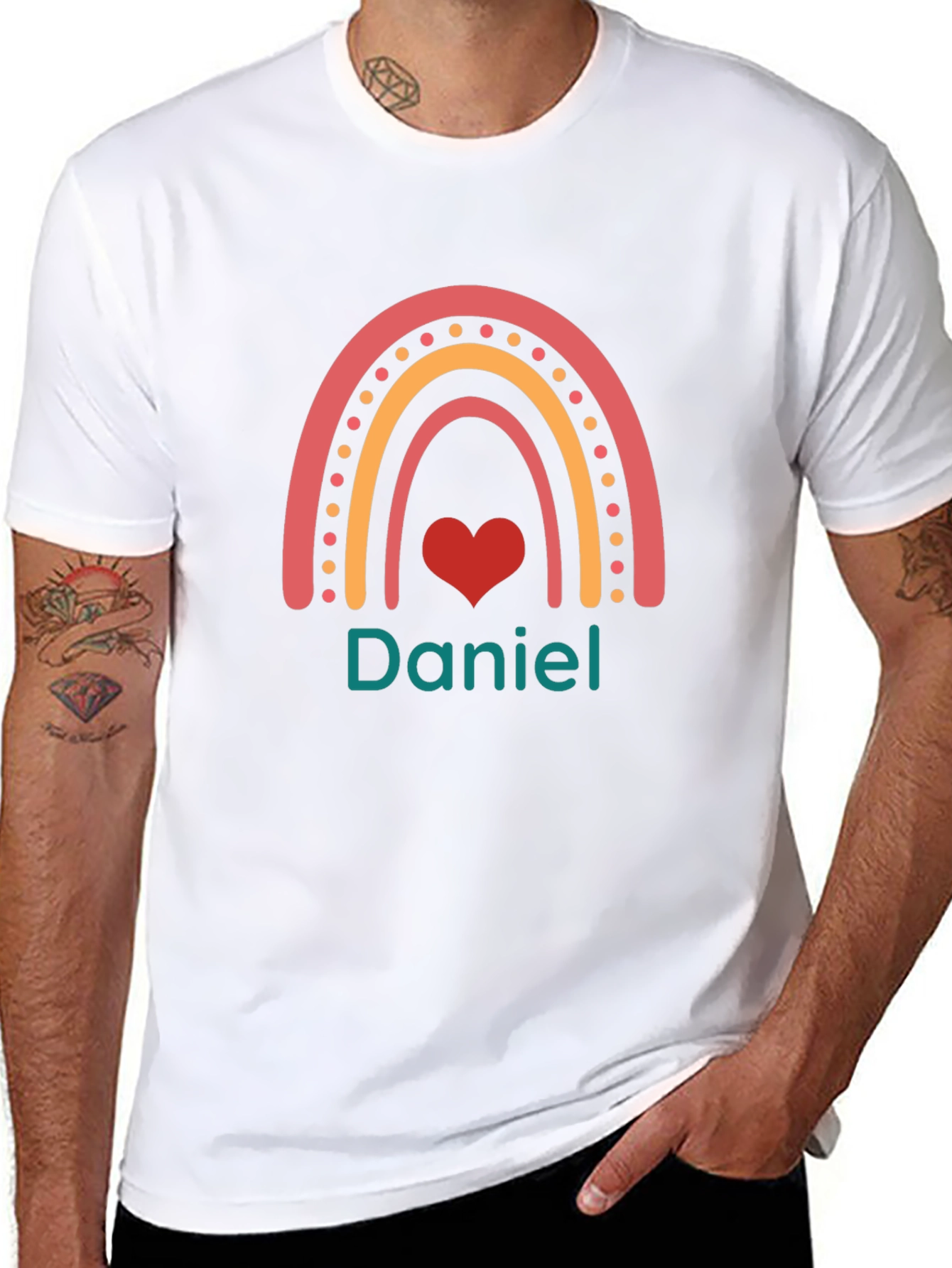 Personalized Rainbow Heart T-Shirt - Daniel