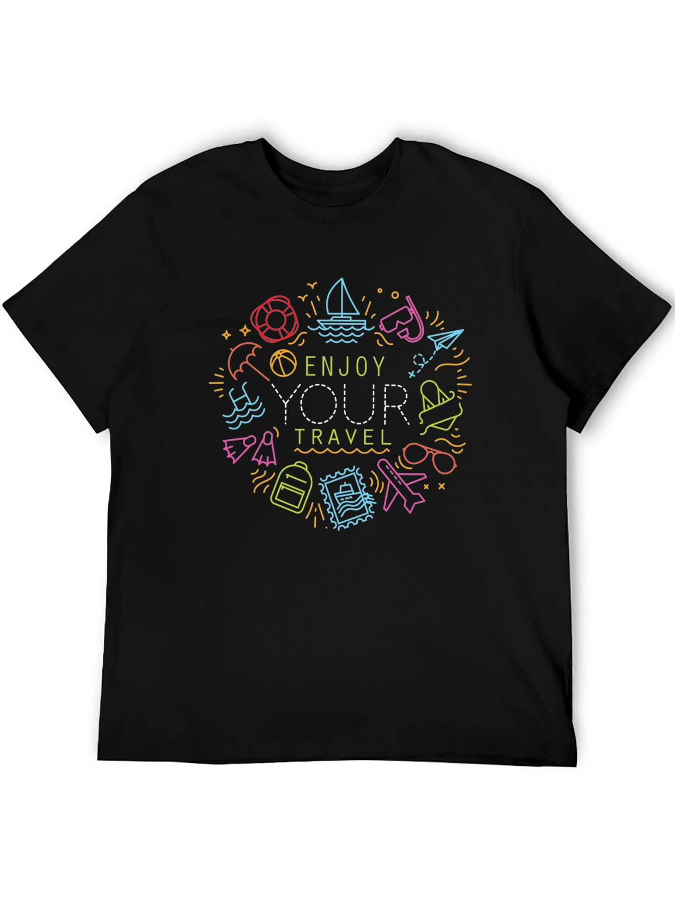 Enjoy Your Travel T-Shirt - Black Graphic Tee