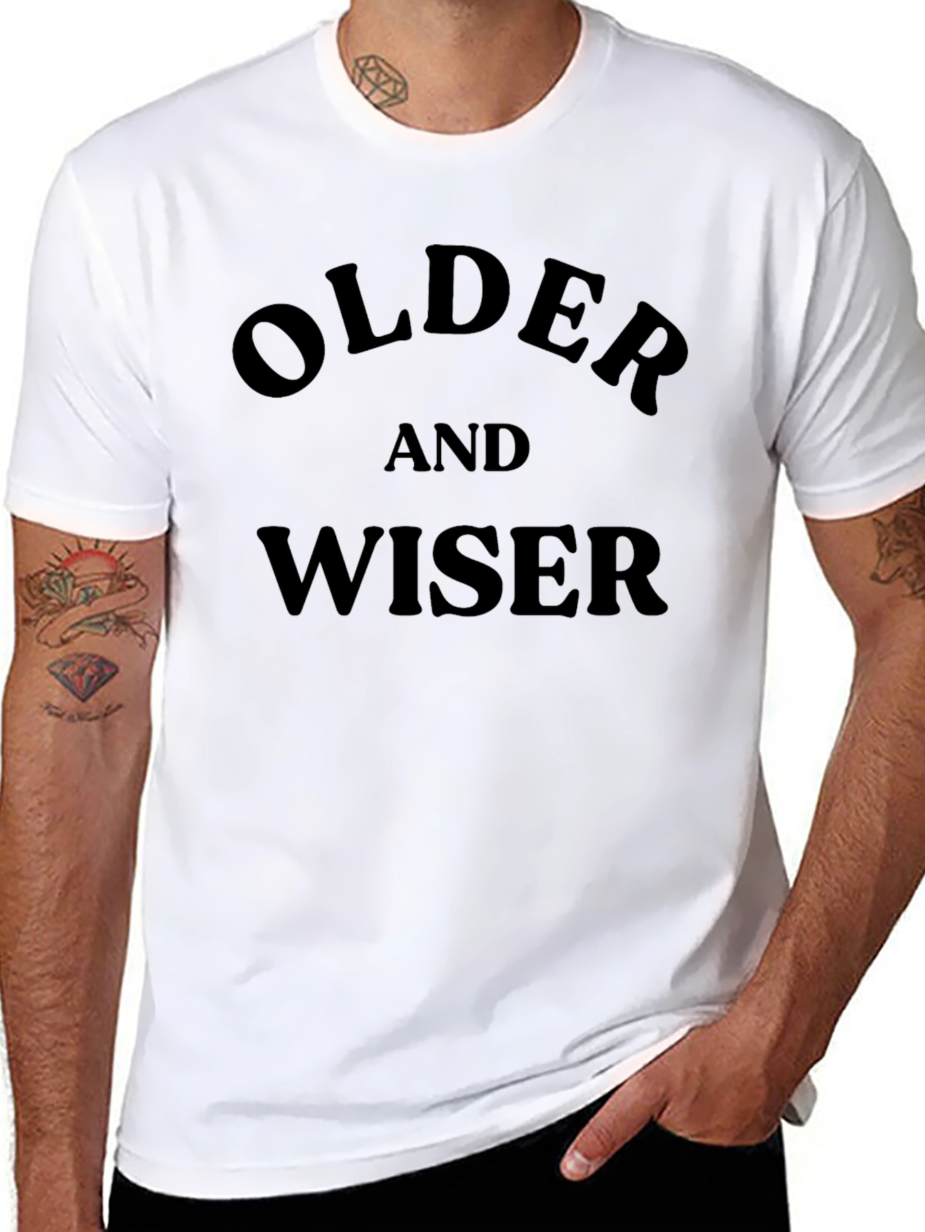 Older and Wiser Graphic Tee - Black Cotton T-Shirt
