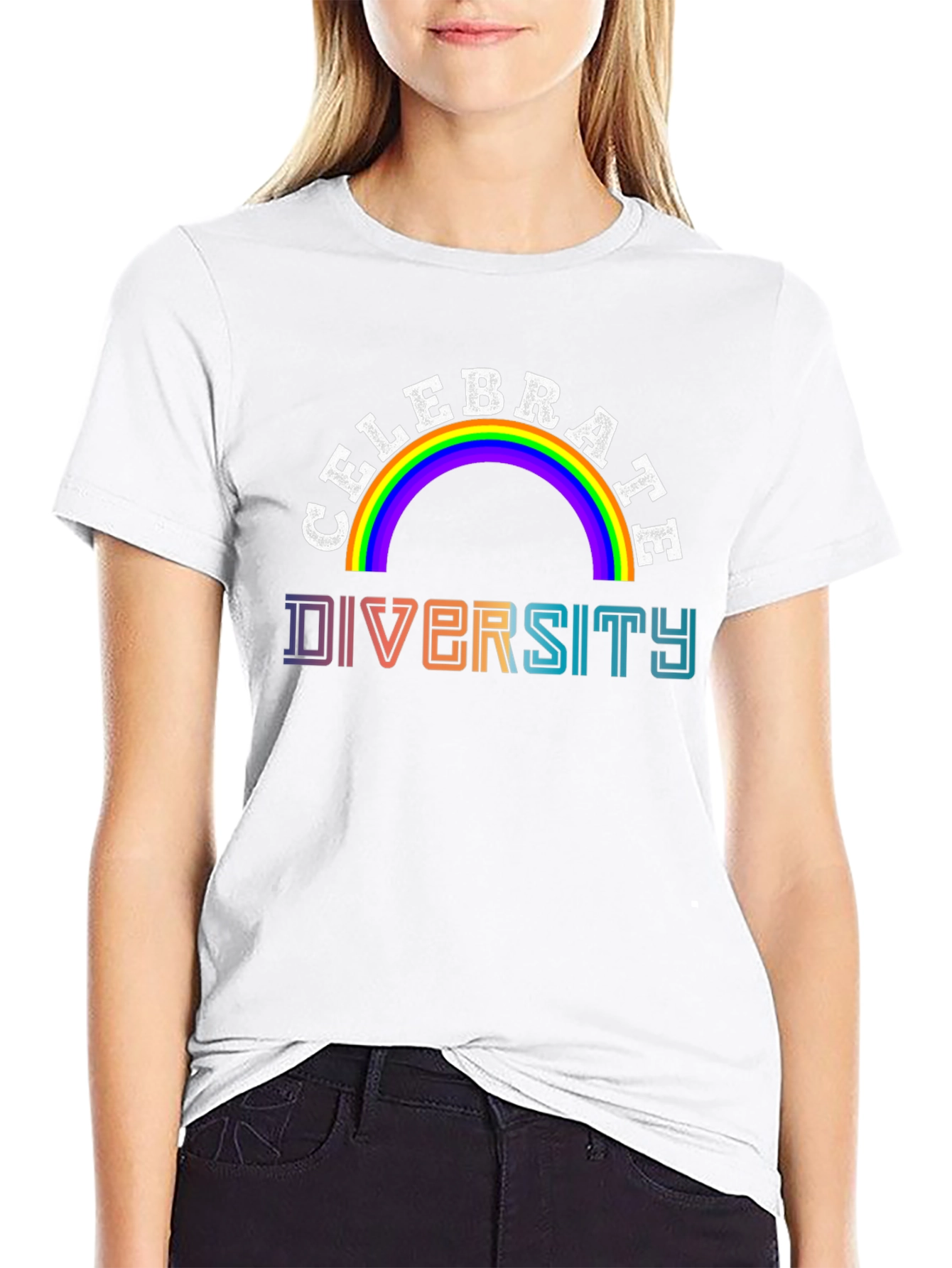Celebrate Diversity Rainbow Graphic T-Shirt