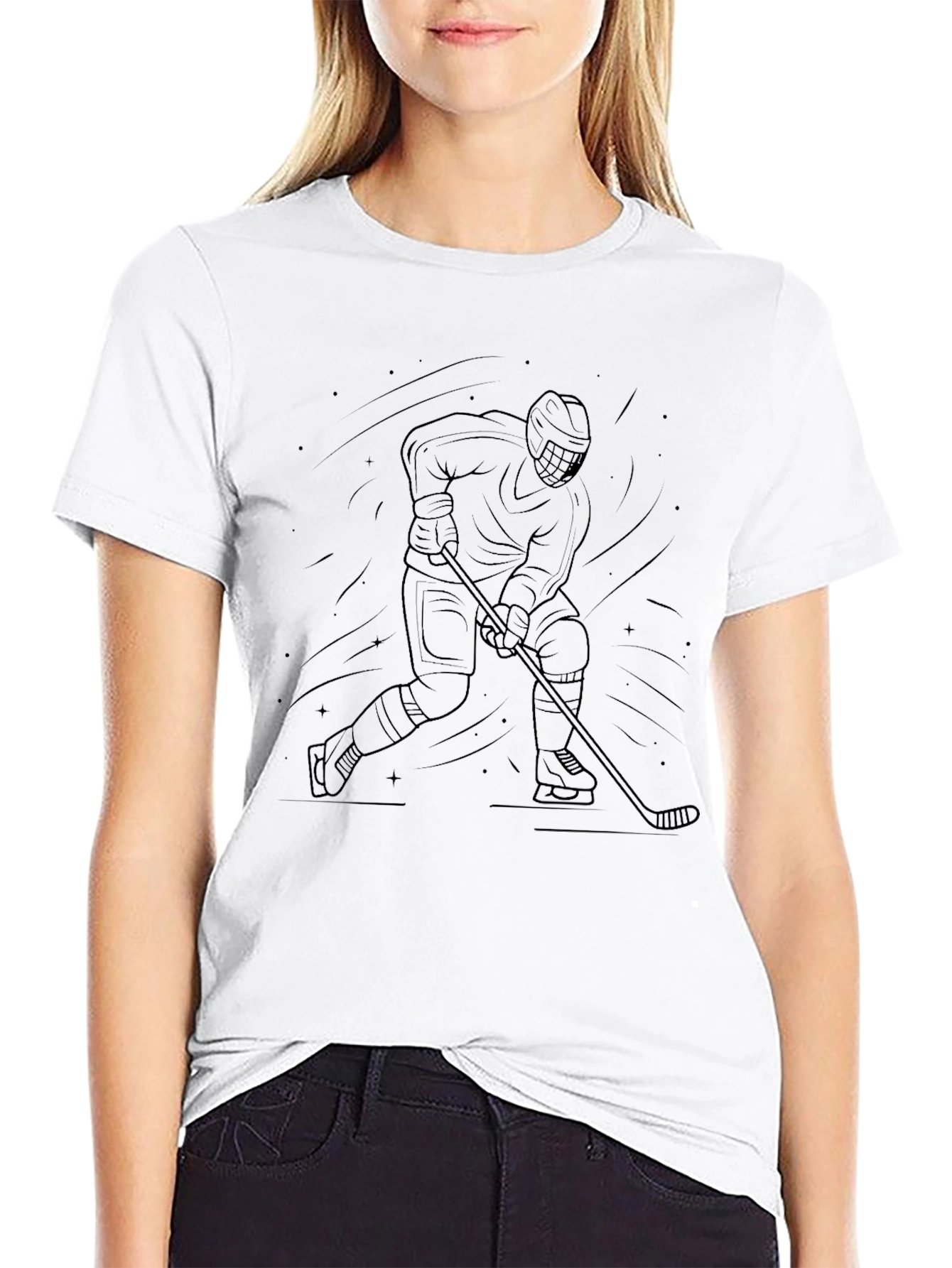 Black Hockey Player Graphic T-Shirt