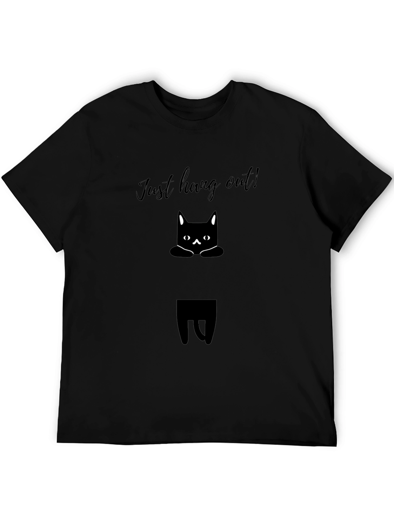 Just Hang Out Cat Graphic Tee - Black