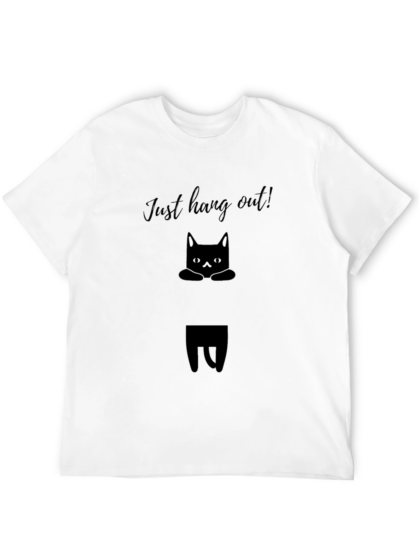 Just Hang Out Cat Graphic Tee - Black
