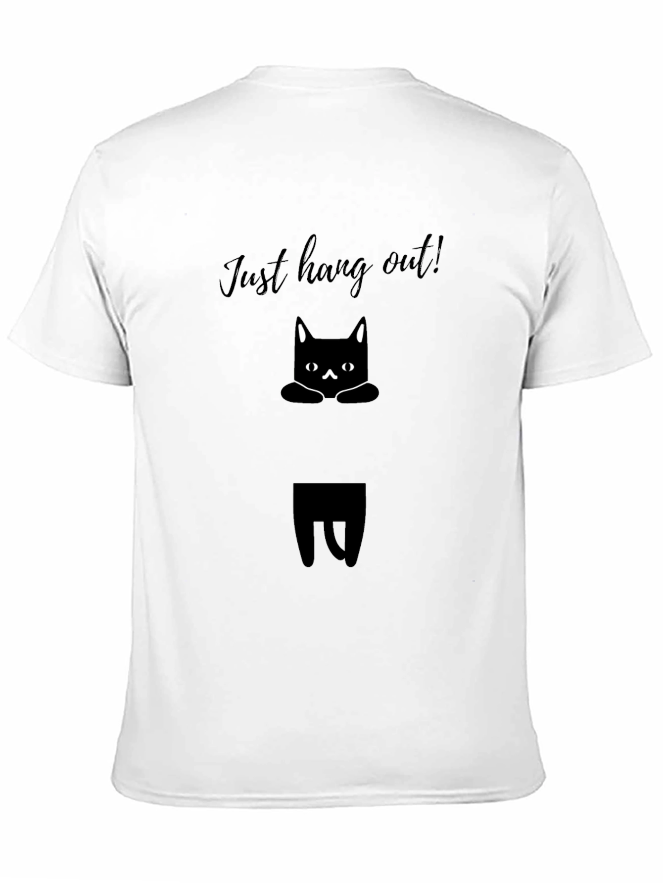 Just Hang Out Cat Graphic Tee - Black