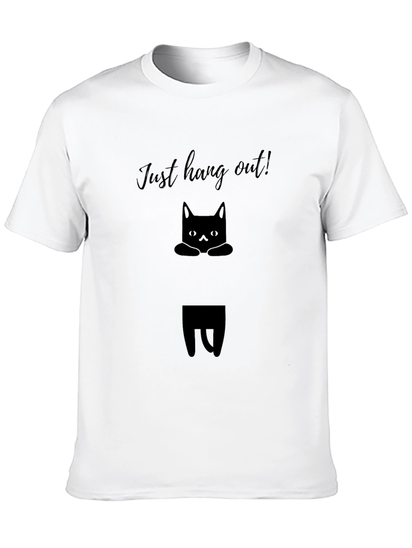Just Hang Out Cat Graphic Tee - Black