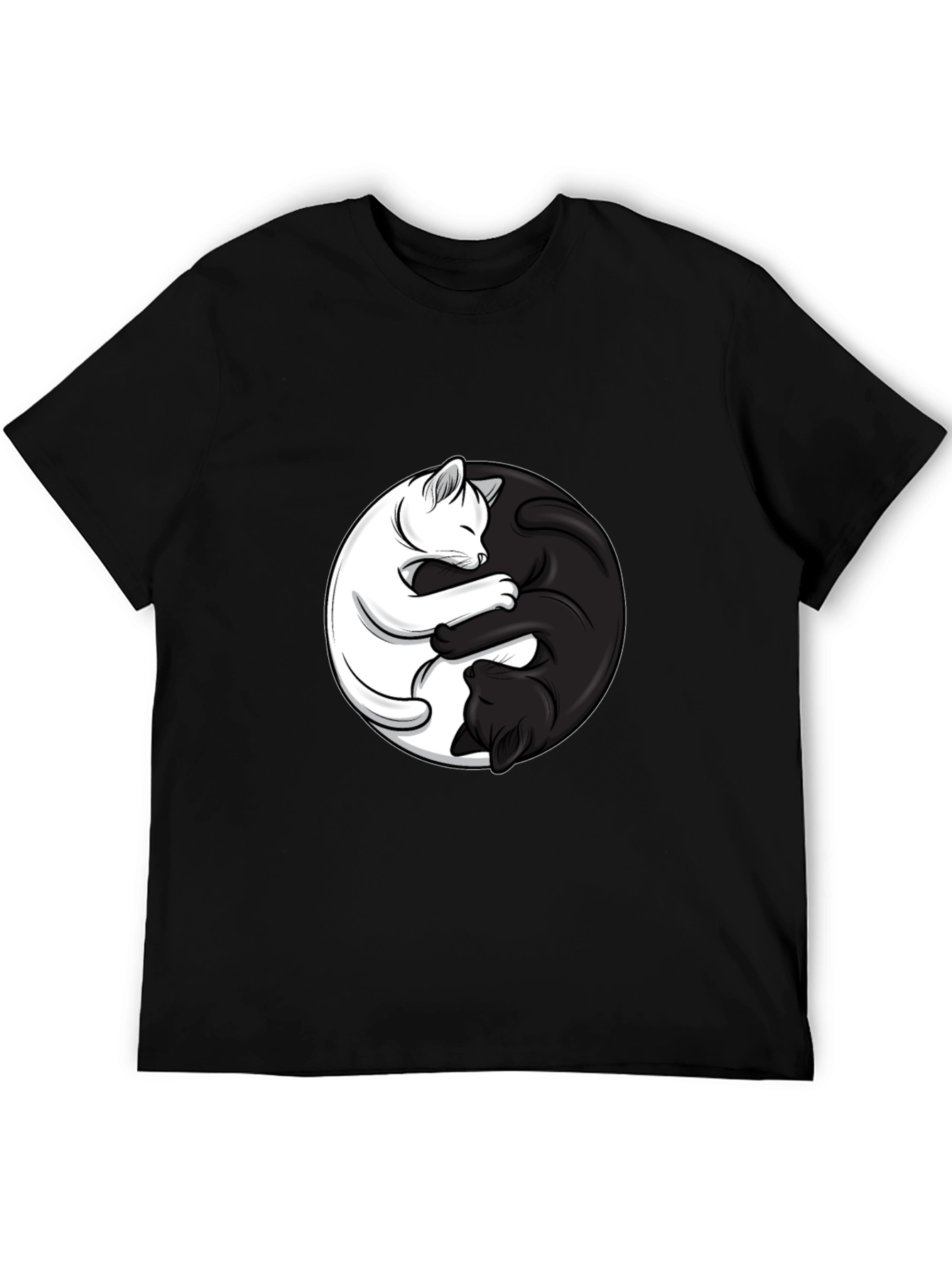 Yin Yang Cats Black T-Shirt