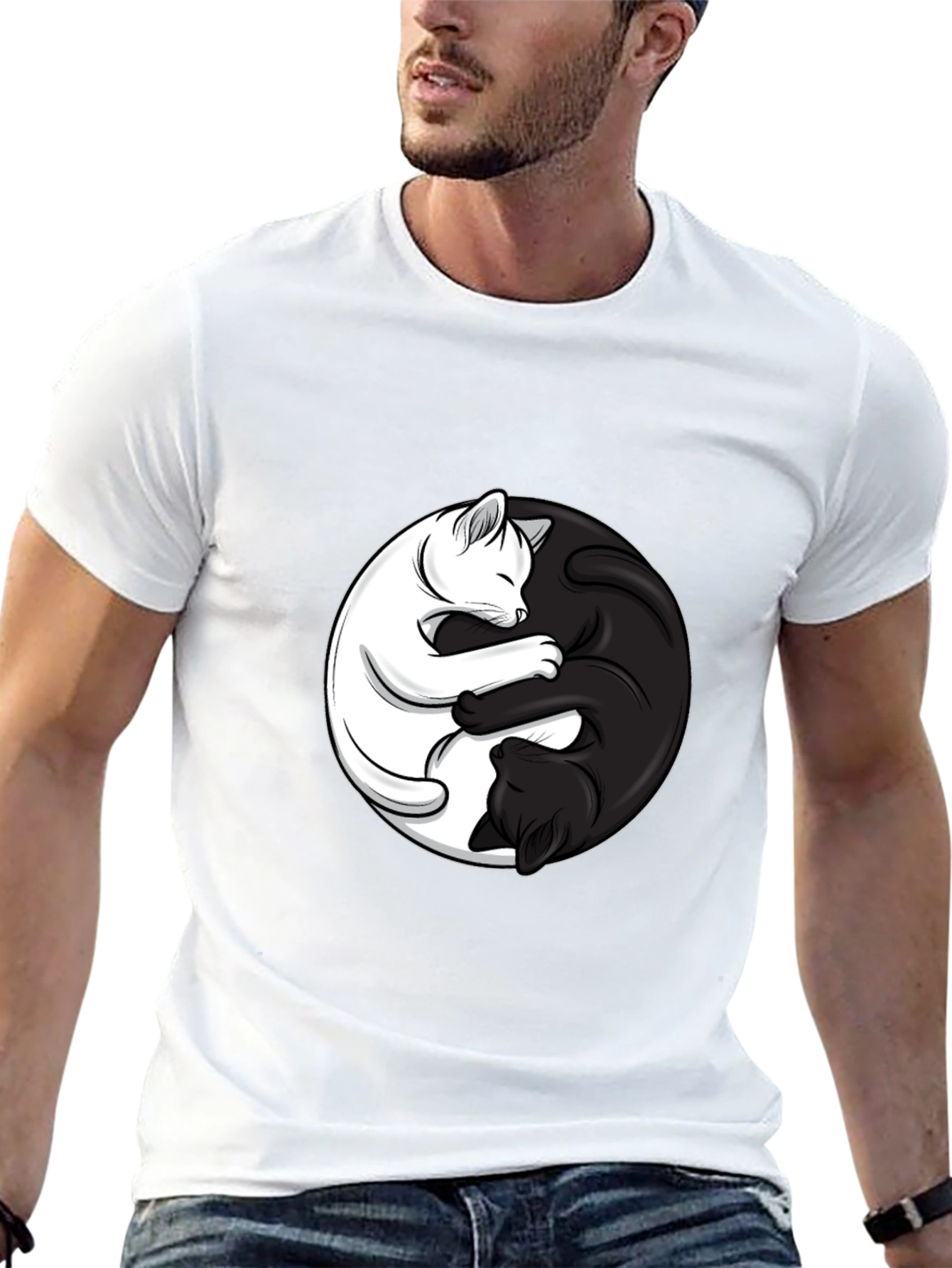 Yin Yang Cats Black T-Shirt