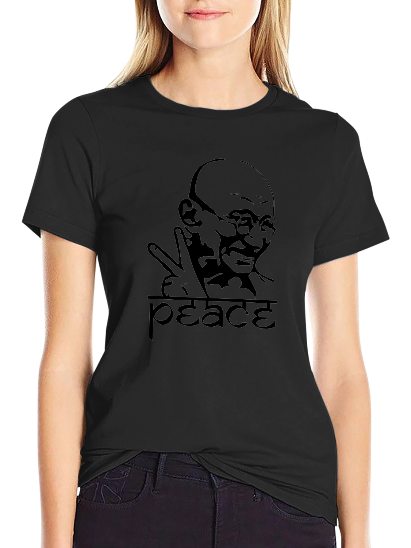 Peace Gandhi Graphic T-Shirt - Black