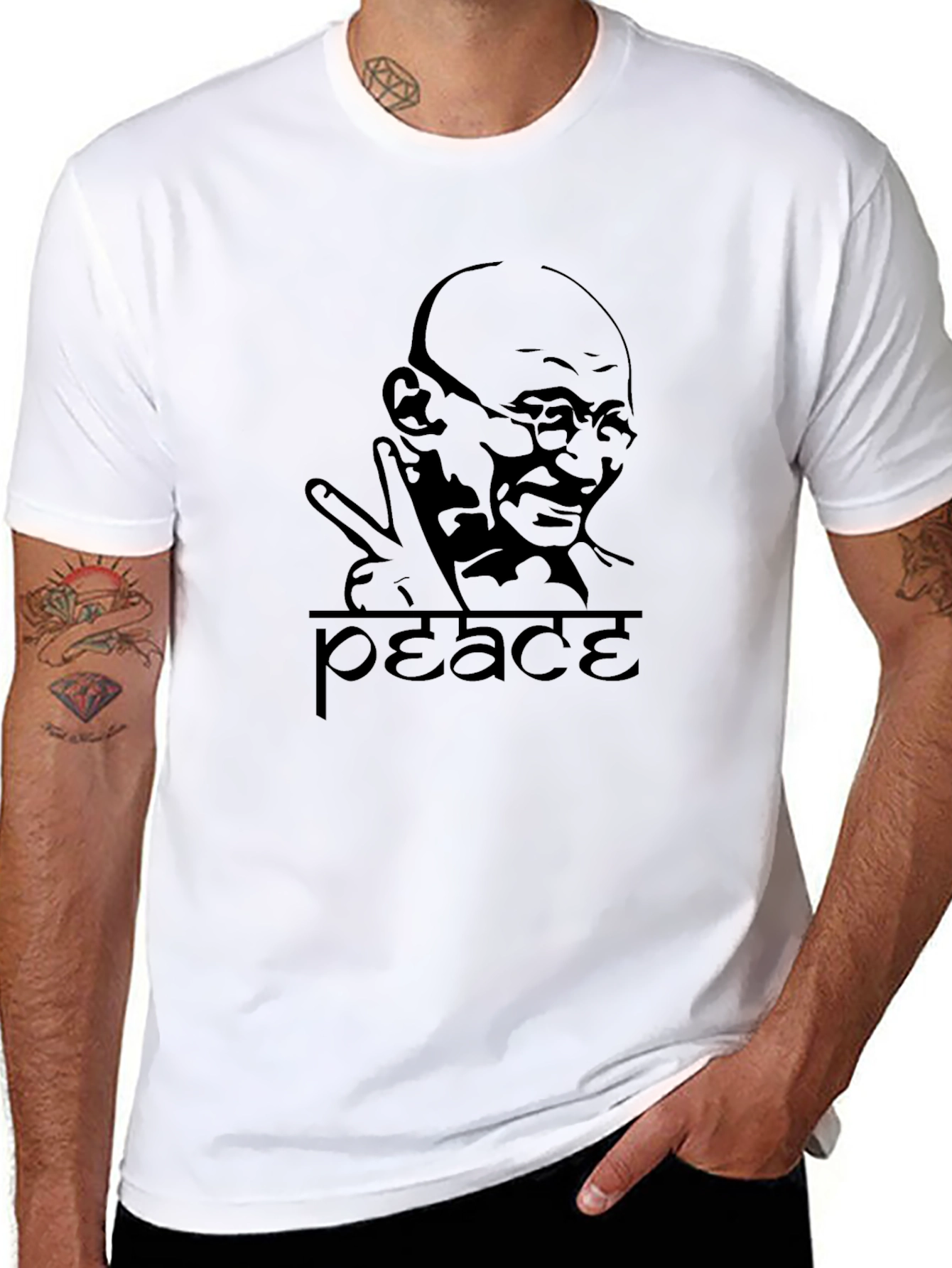 Peace Gandhi Graphic T-Shirt - Black