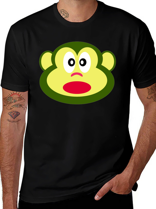 Funny Monkey Face Graphic Black T-Shirt