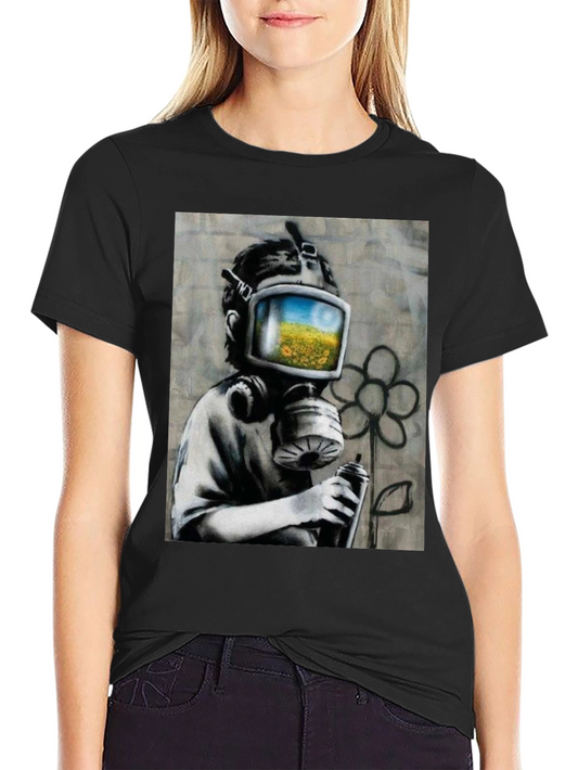 Banksy Inspired Gas Mask Graffiti Art T-Shirt