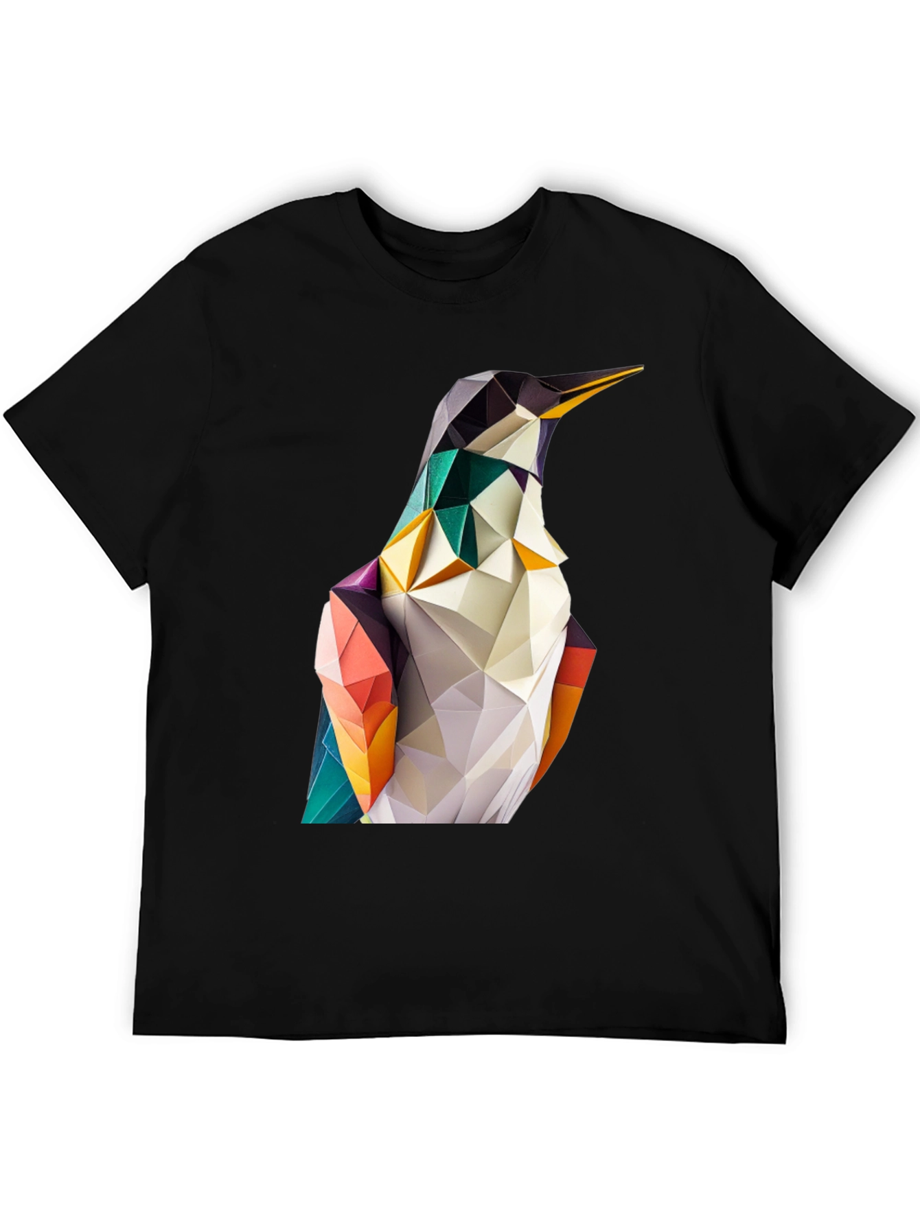 Geometric Penguin Graphic Black T-Shirt
