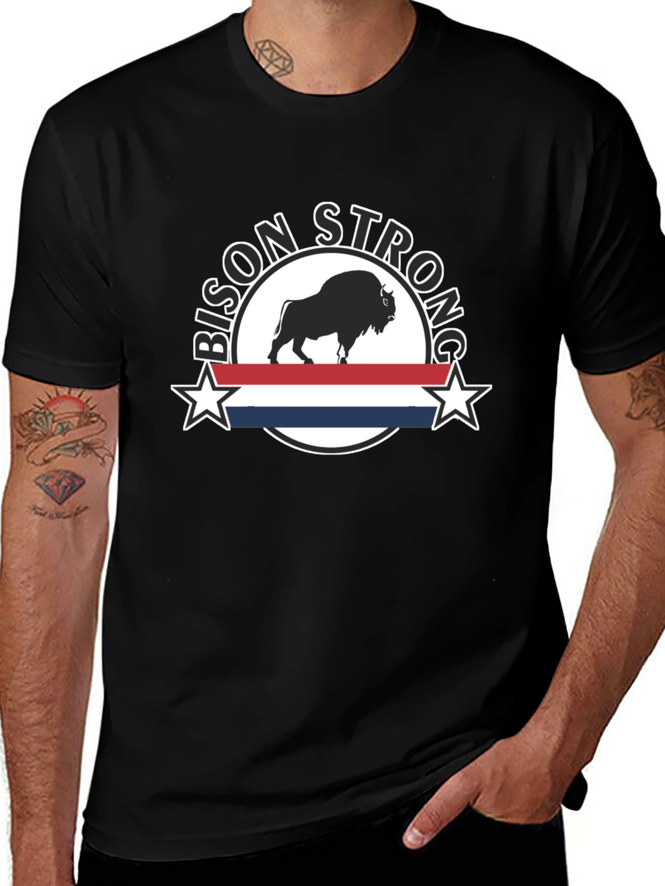 Bison Strong Graphic Tee - Black Unisex T-Shirt