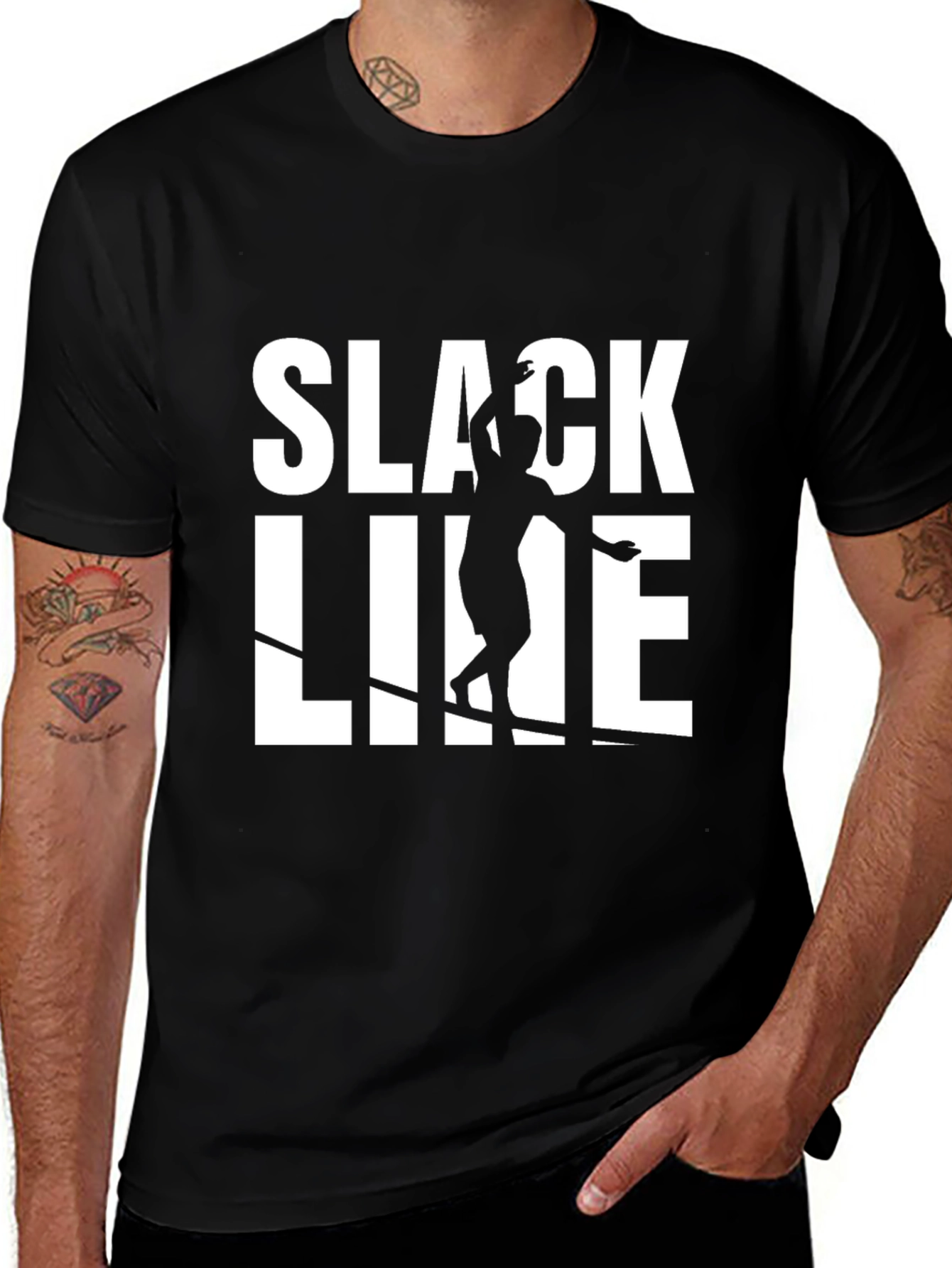 Slackline Graphic T-Shirt - Black Cotton Blend Tee