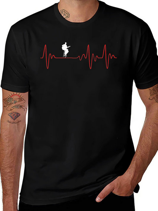 Musician Heartbeat Graphic Tee - Black