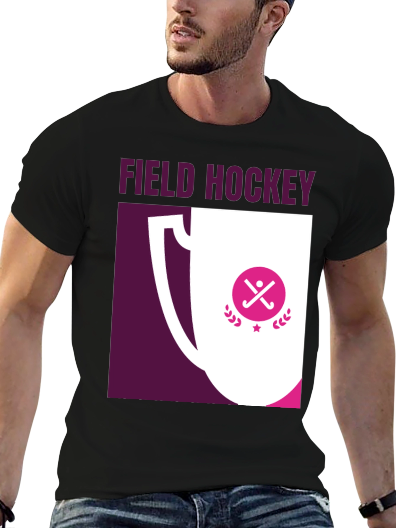 Field Hockey Trophy Graphic Tee - Sporty T-Shirt