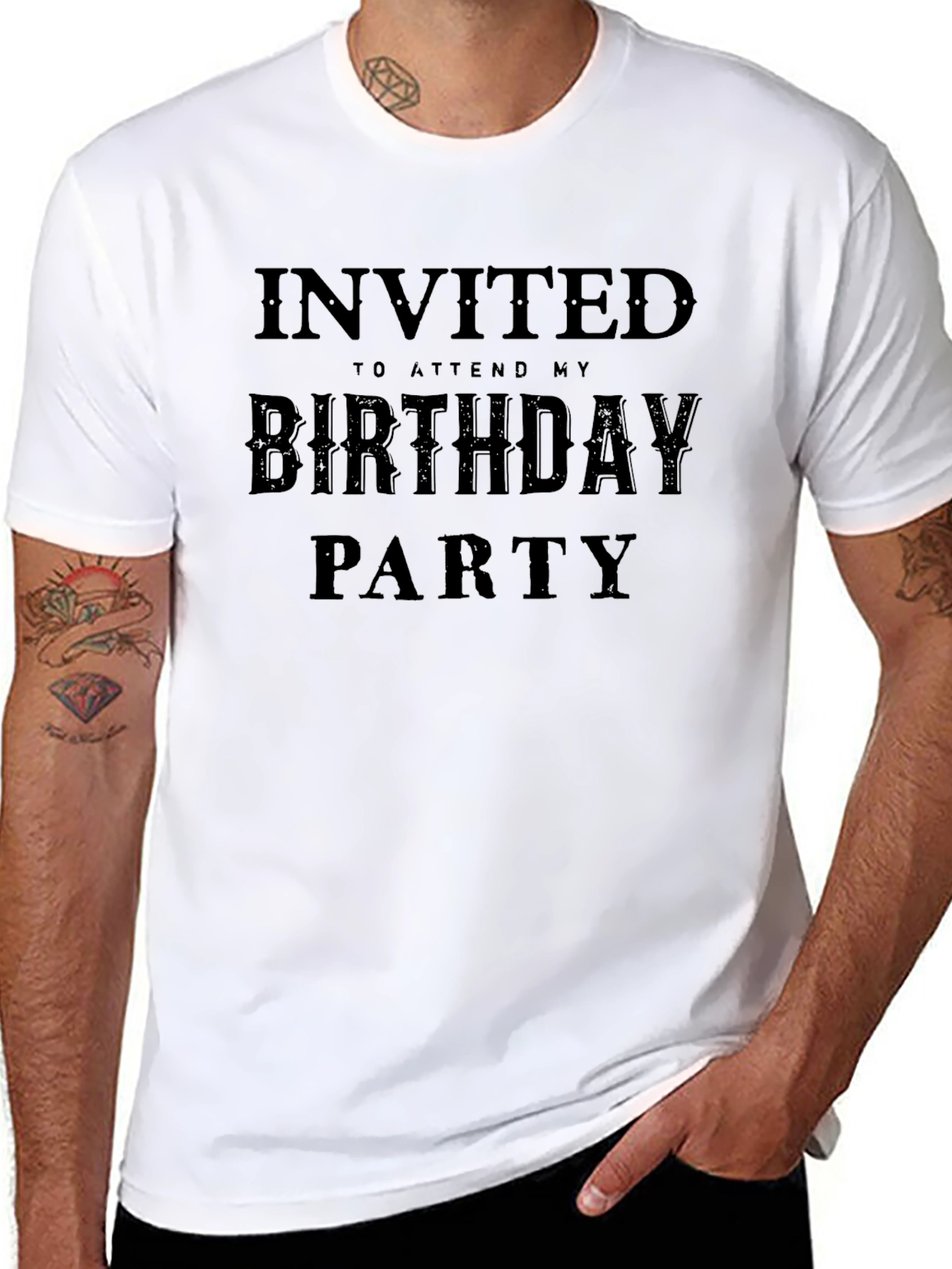 Invited to My Birthday Party Black T-Shirt