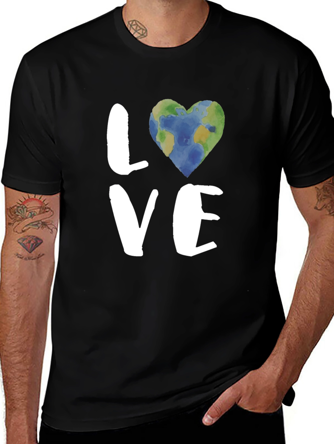Earth Love T-Shirt - Black Graphic Tee