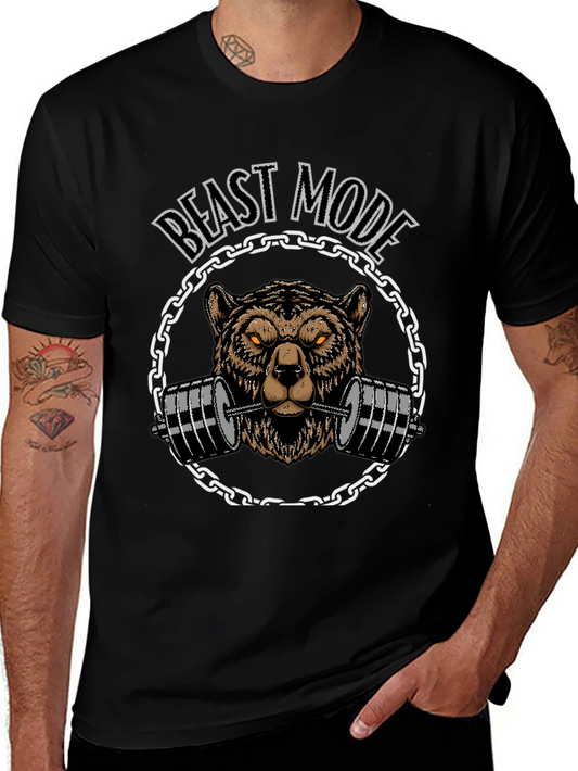 Beast Mode Bear Barbell Black T-Shirt