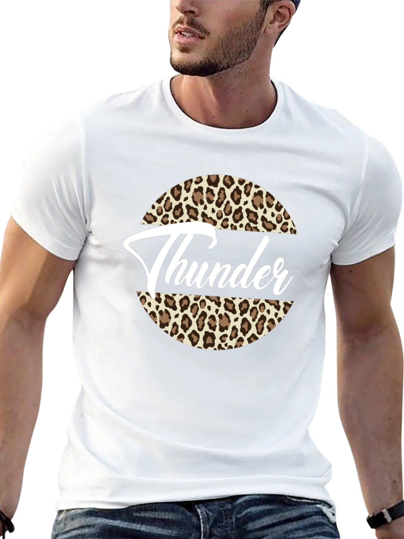 Thunder Leopard Print Graphic Tee - Black T-Shirt
