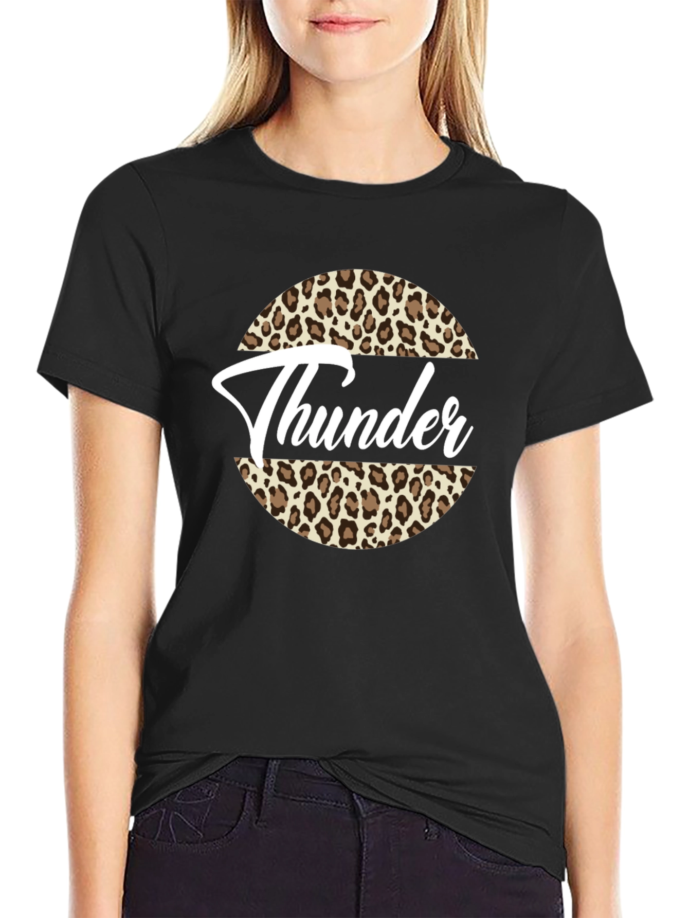 Thunder Leopard Print Graphic Tee - Black T-Shirt