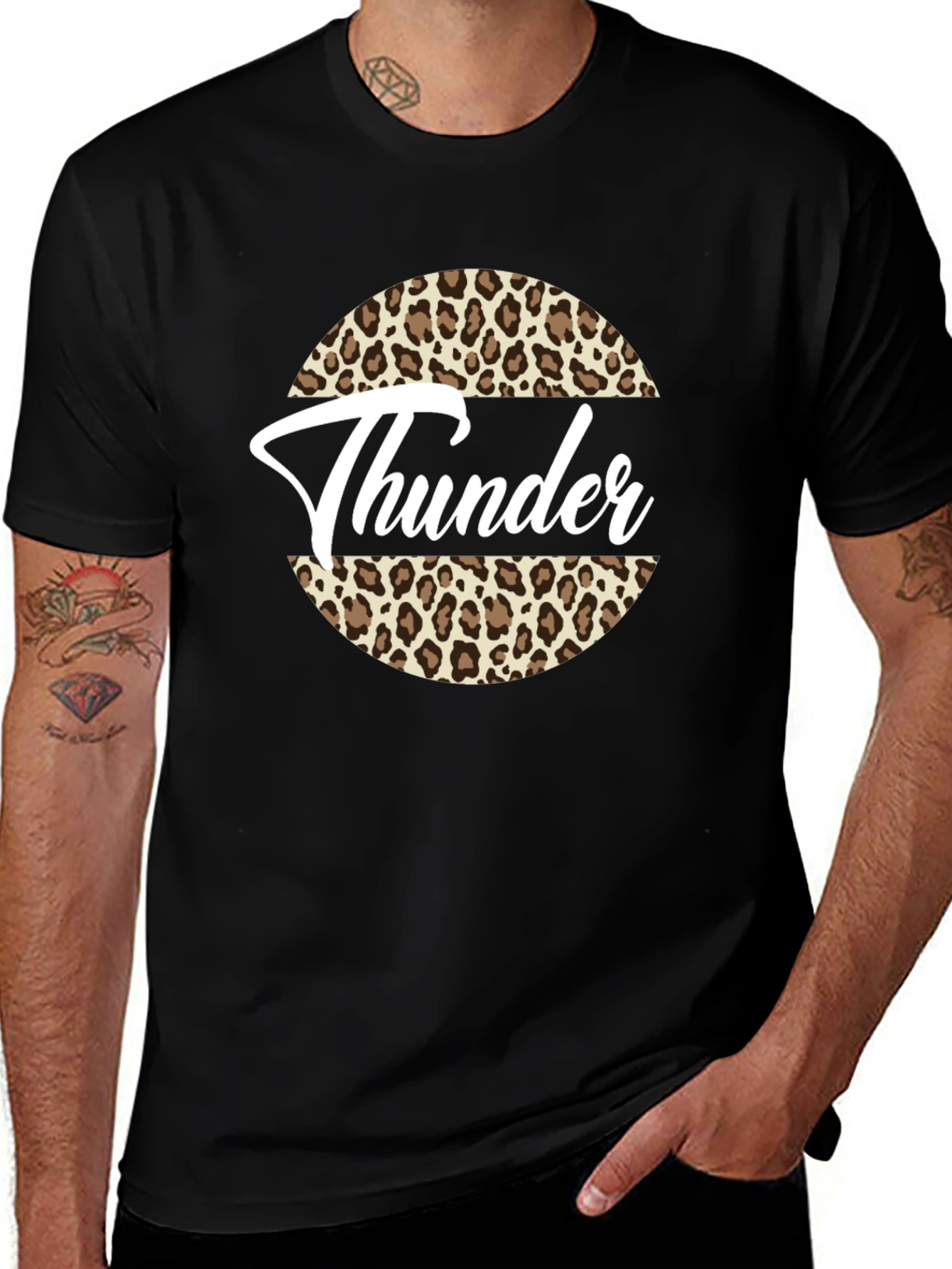 Thunder Leopard Print Graphic Tee - Black T-Shirt