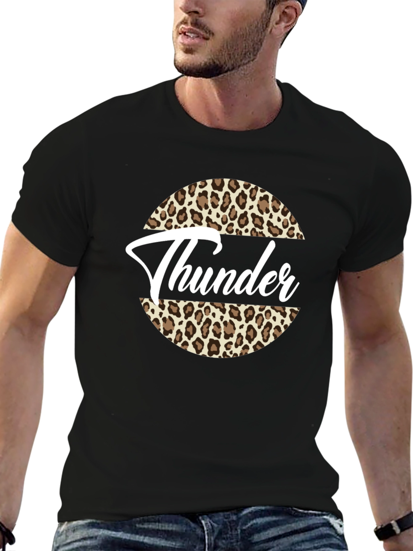 Thunder Leopard Print Graphic Tee - Black T-Shirt