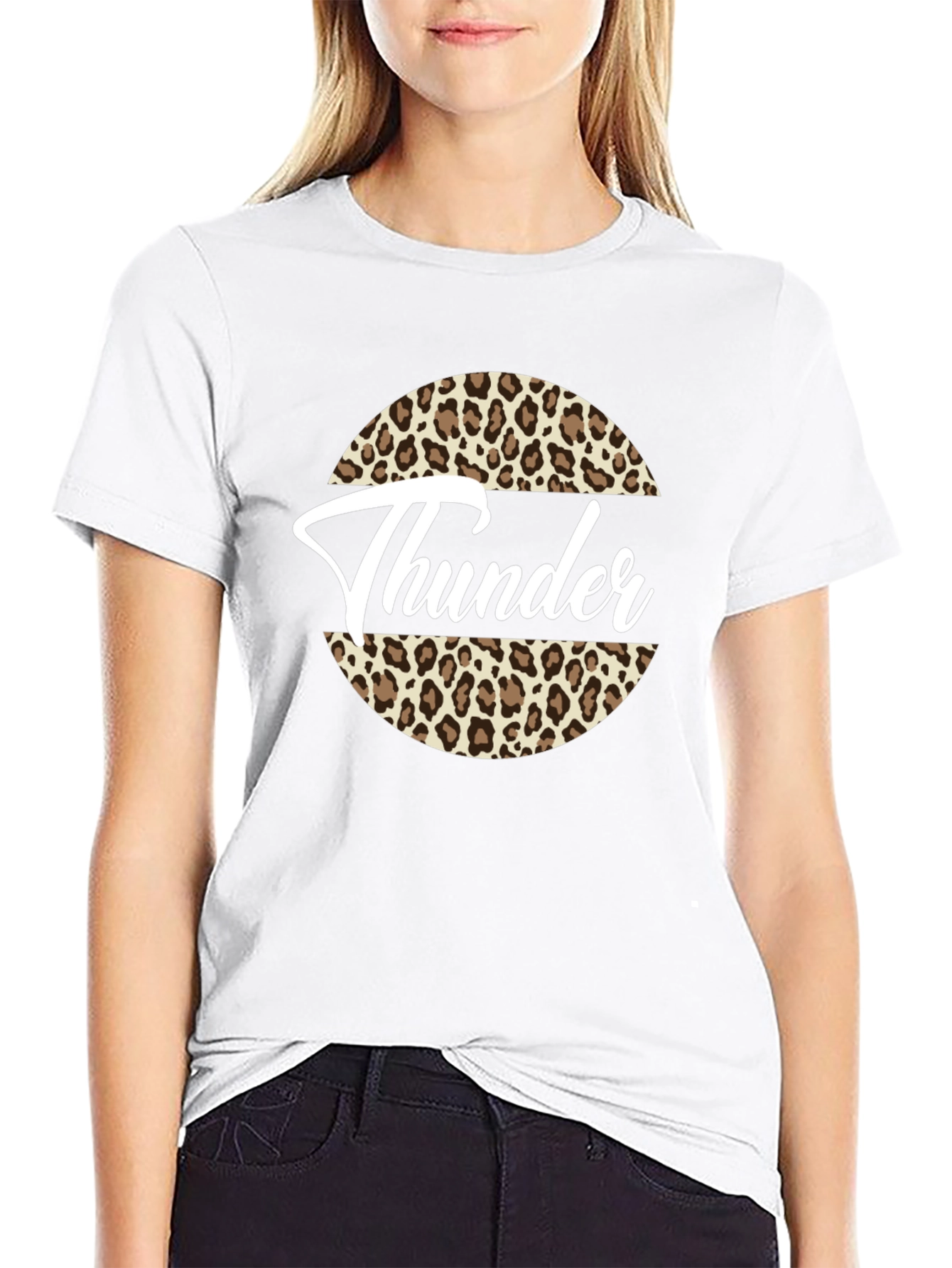 Thunder Leopard Print Graphic Tee - Black T-Shirt