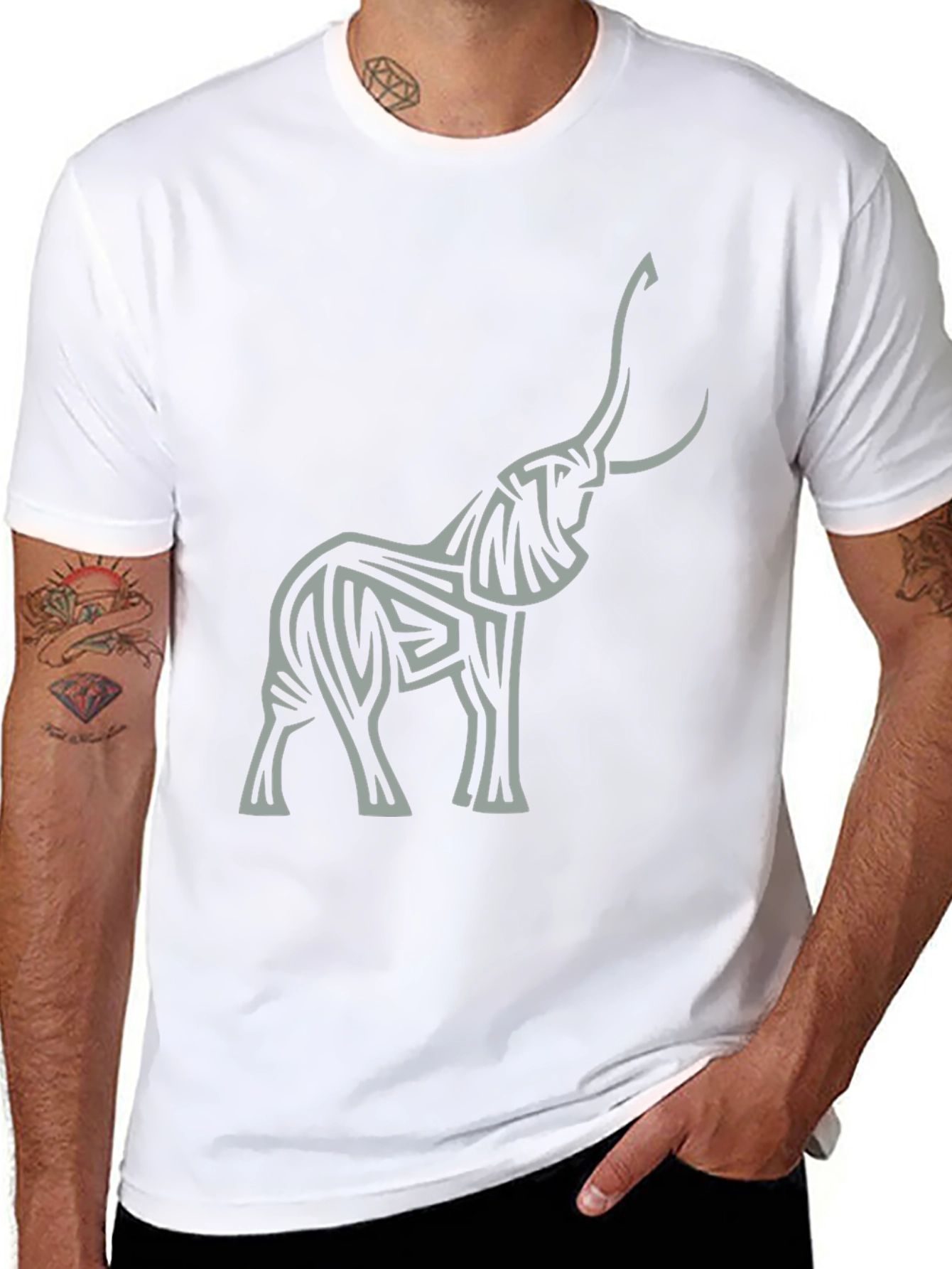 Elephant Graphic Tee - Stylish Mens Black T-Shirt