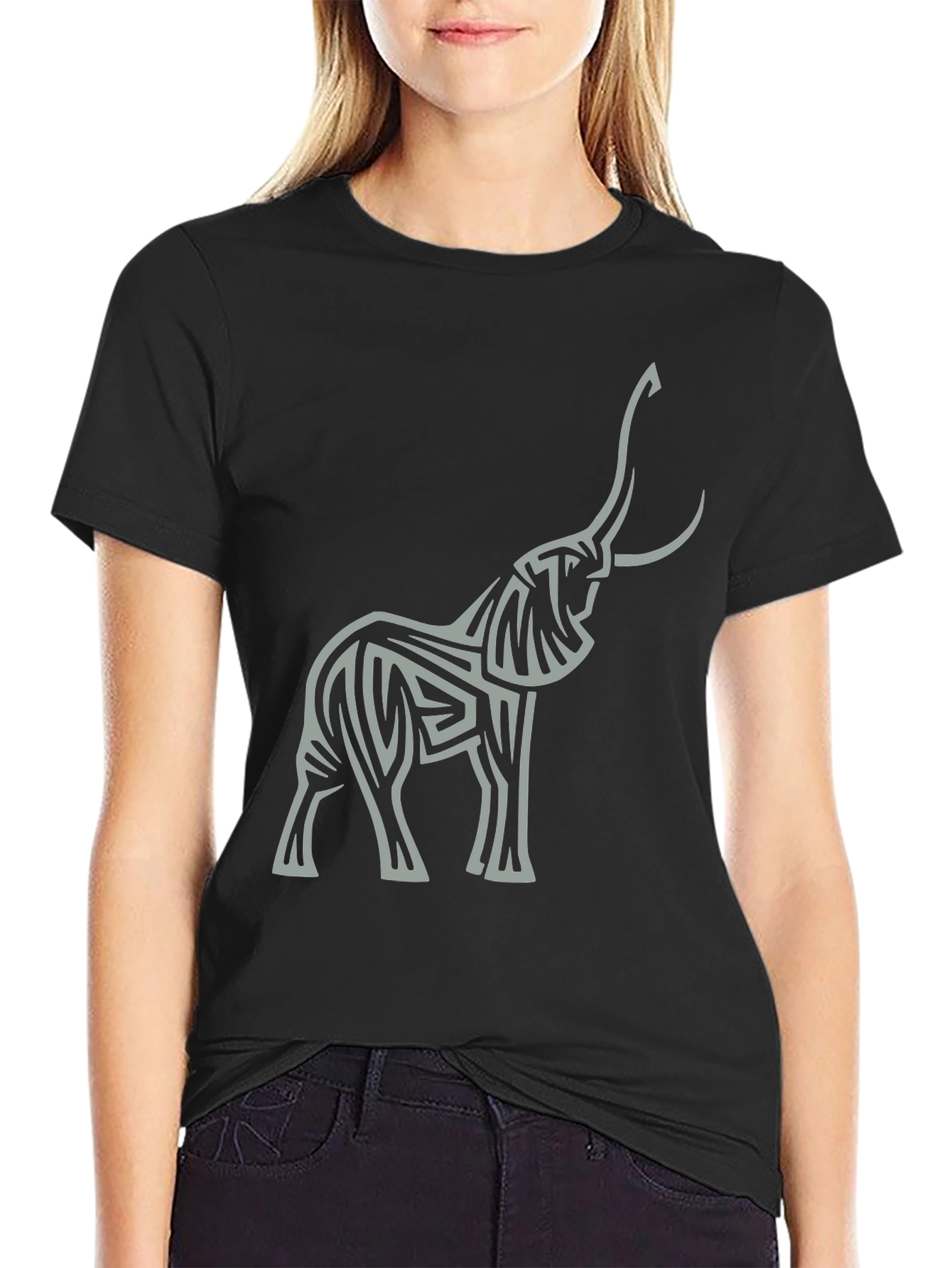 Elephant Graphic Tee - Stylish Mens Black T-Shirt
