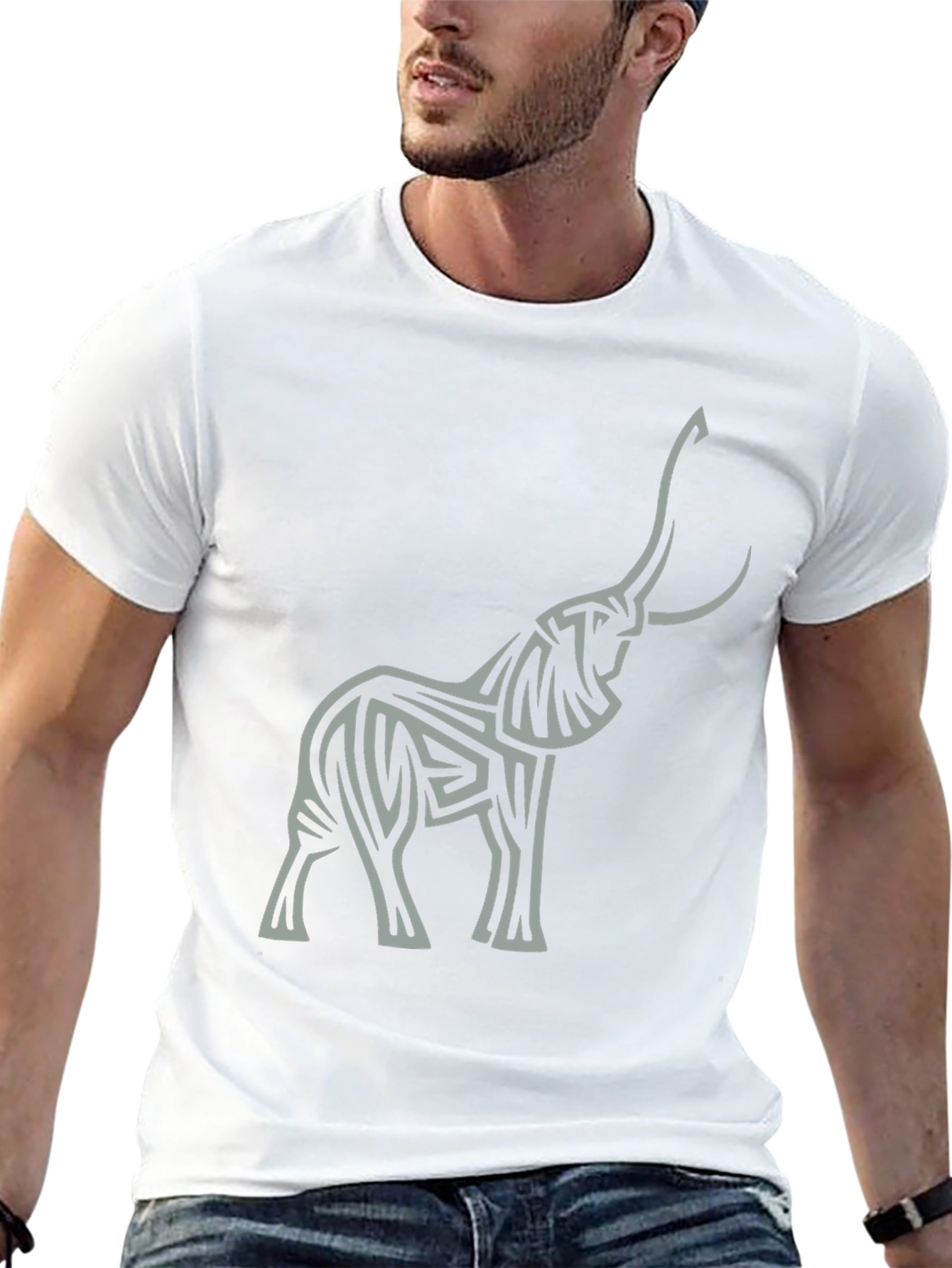 Elephant Graphic Tee - Stylish Mens Black T-Shirt