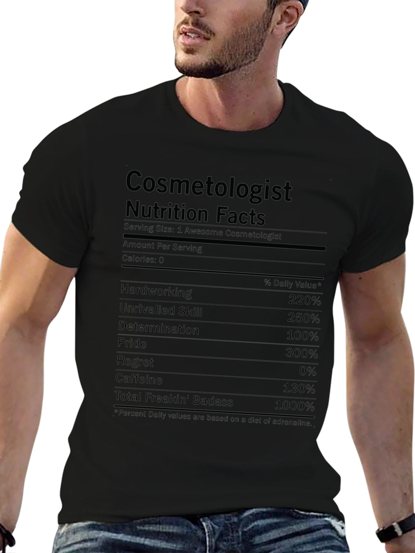 Cosmetologist Nutrition Facts Graphic T-Shirt