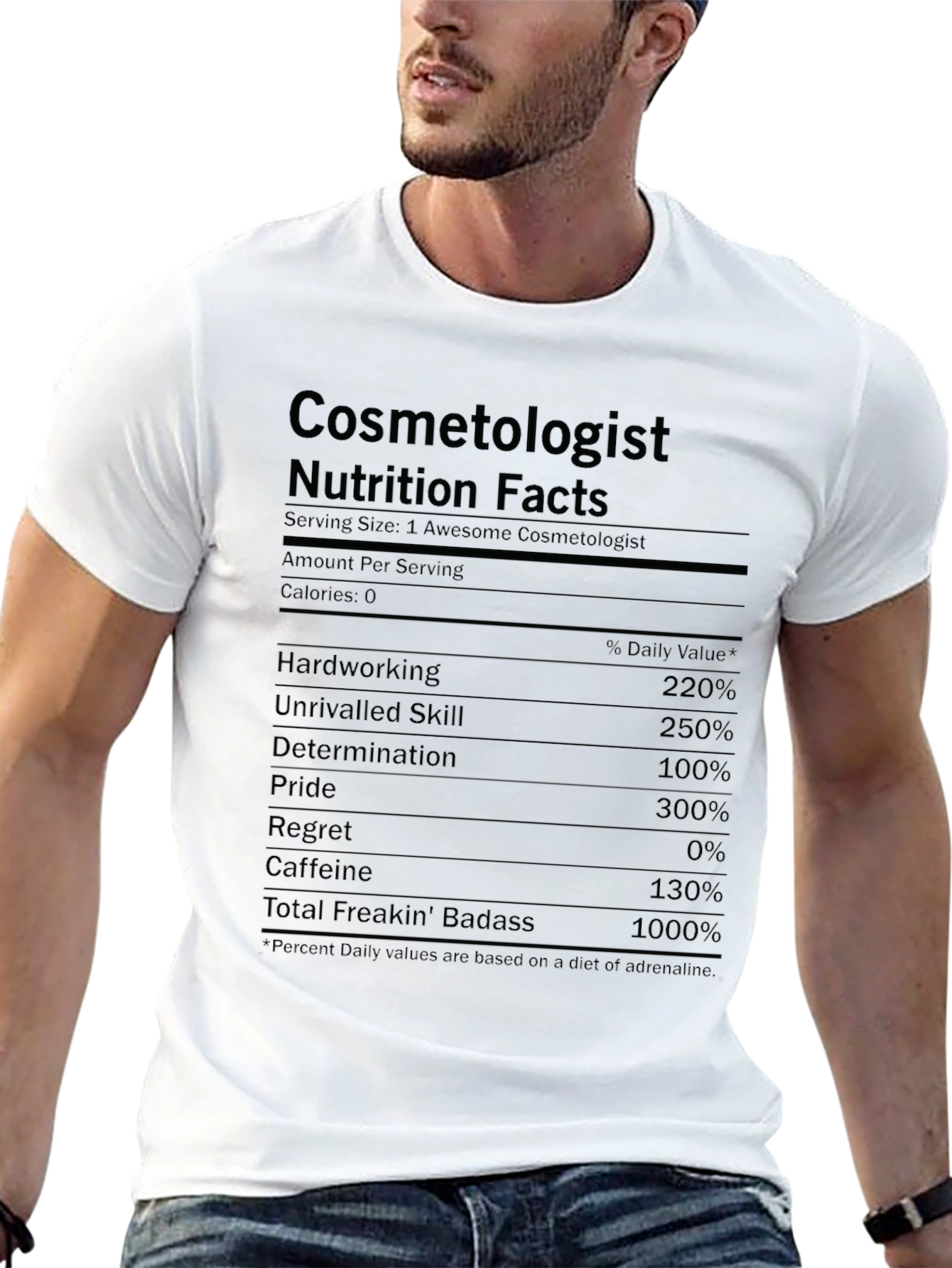 Cosmetologist Nutrition Facts Graphic T-Shirt