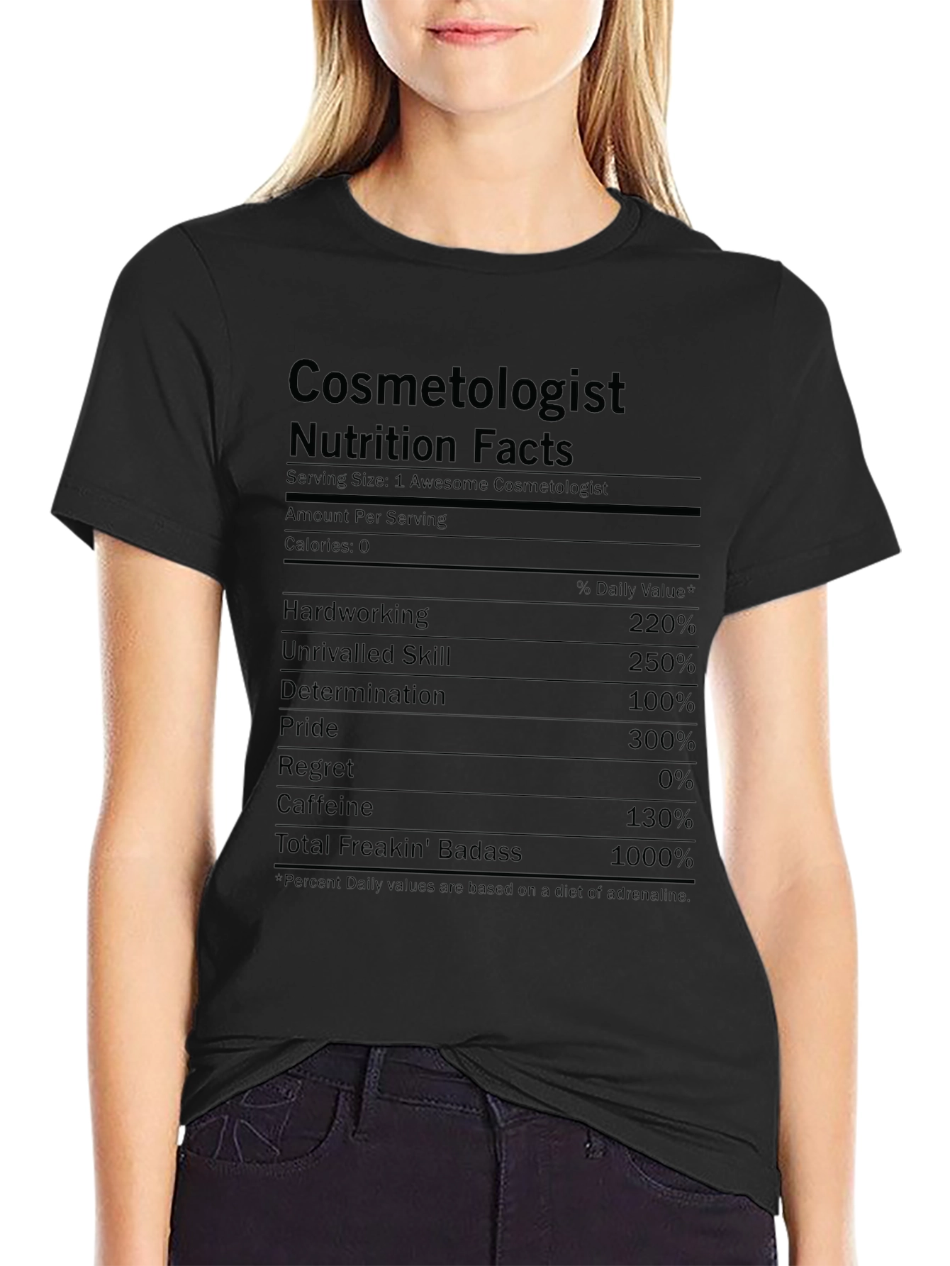 Cosmetologist Nutrition Facts Graphic T-Shirt
