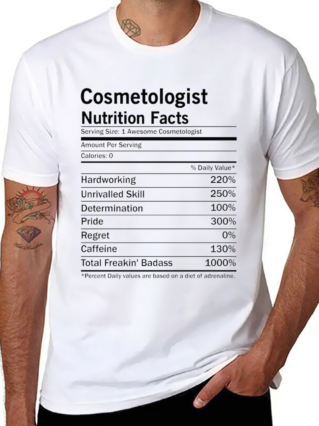 Cosmetologist Nutrition Facts Graphic T-Shirt