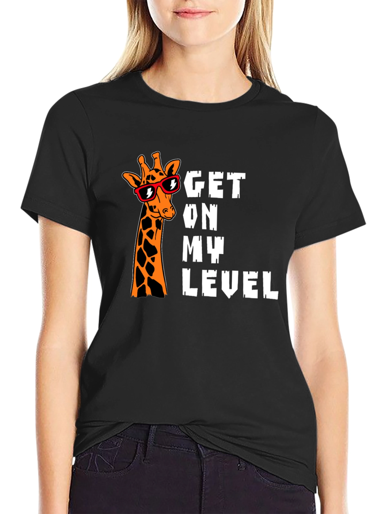 Get on My Level Giraffe Graphic T-Shirt