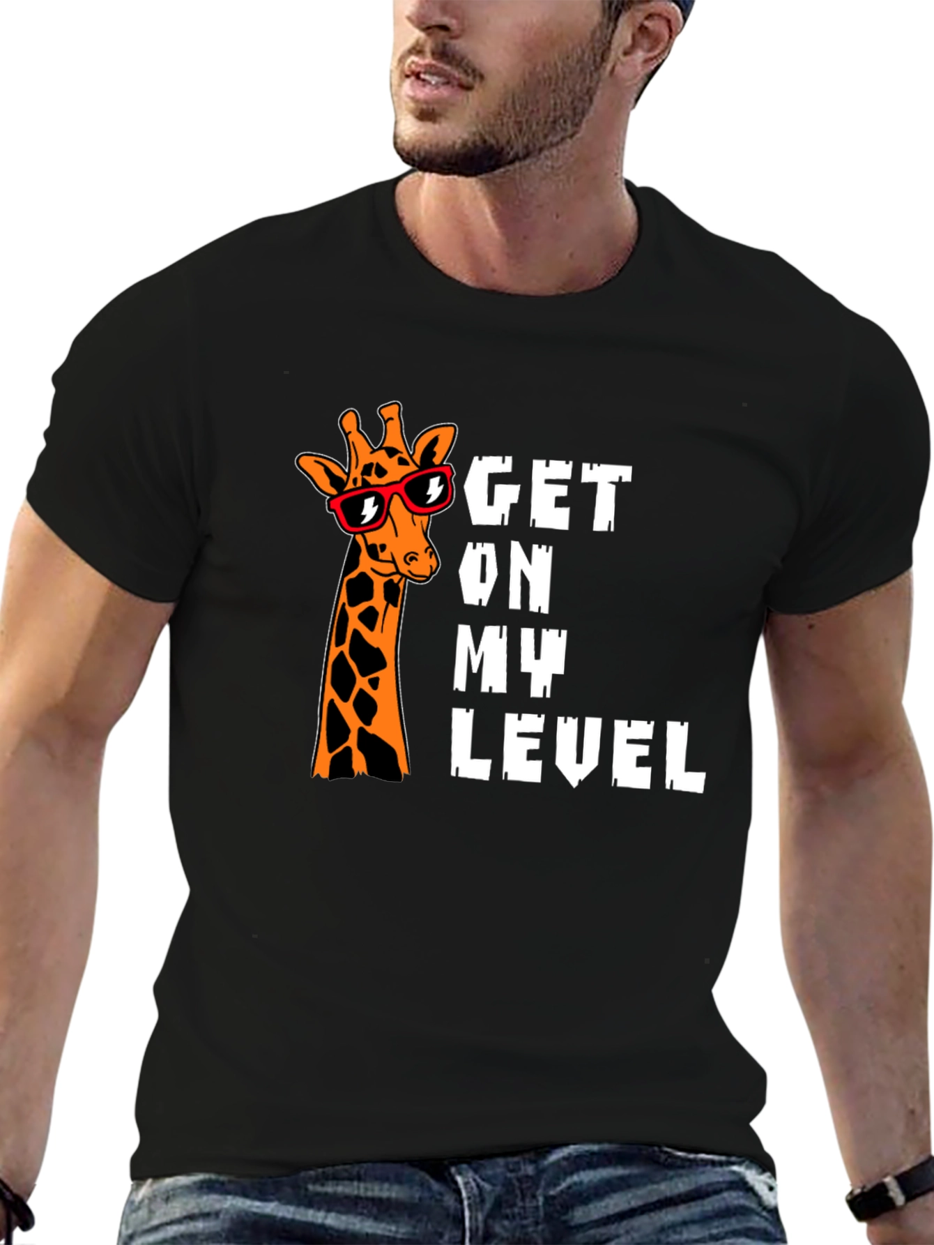 Get on My Level Giraffe Graphic T-Shirt