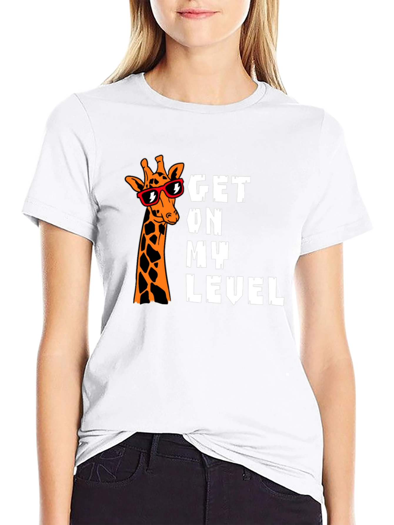 Get on My Level Giraffe Graphic T-Shirt