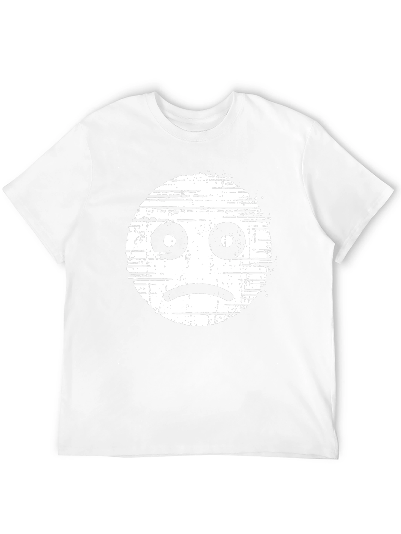 Sad Face Graphic Tee - Distressed Style