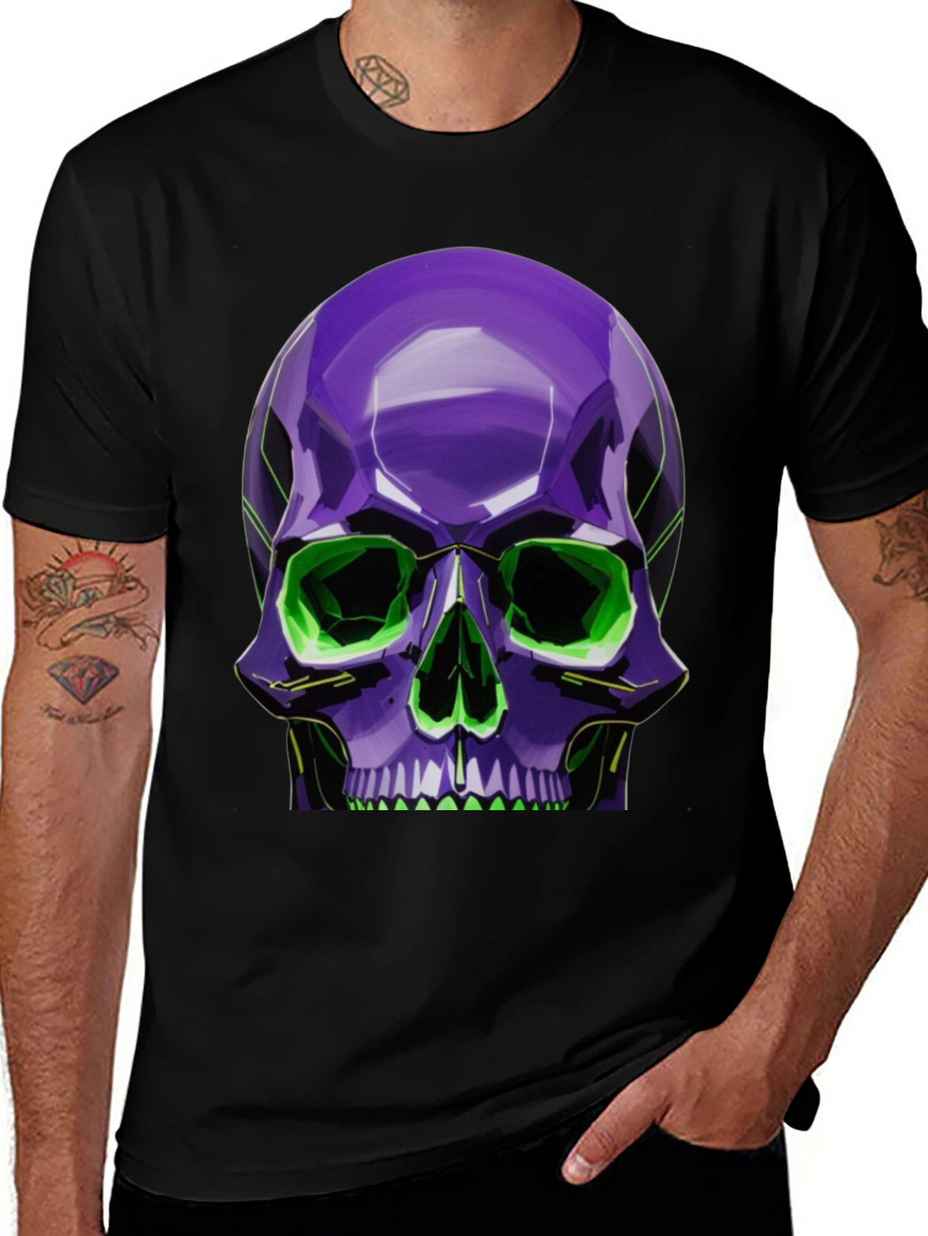 Neon Skull Graphic Tee - Stylish Bold Design