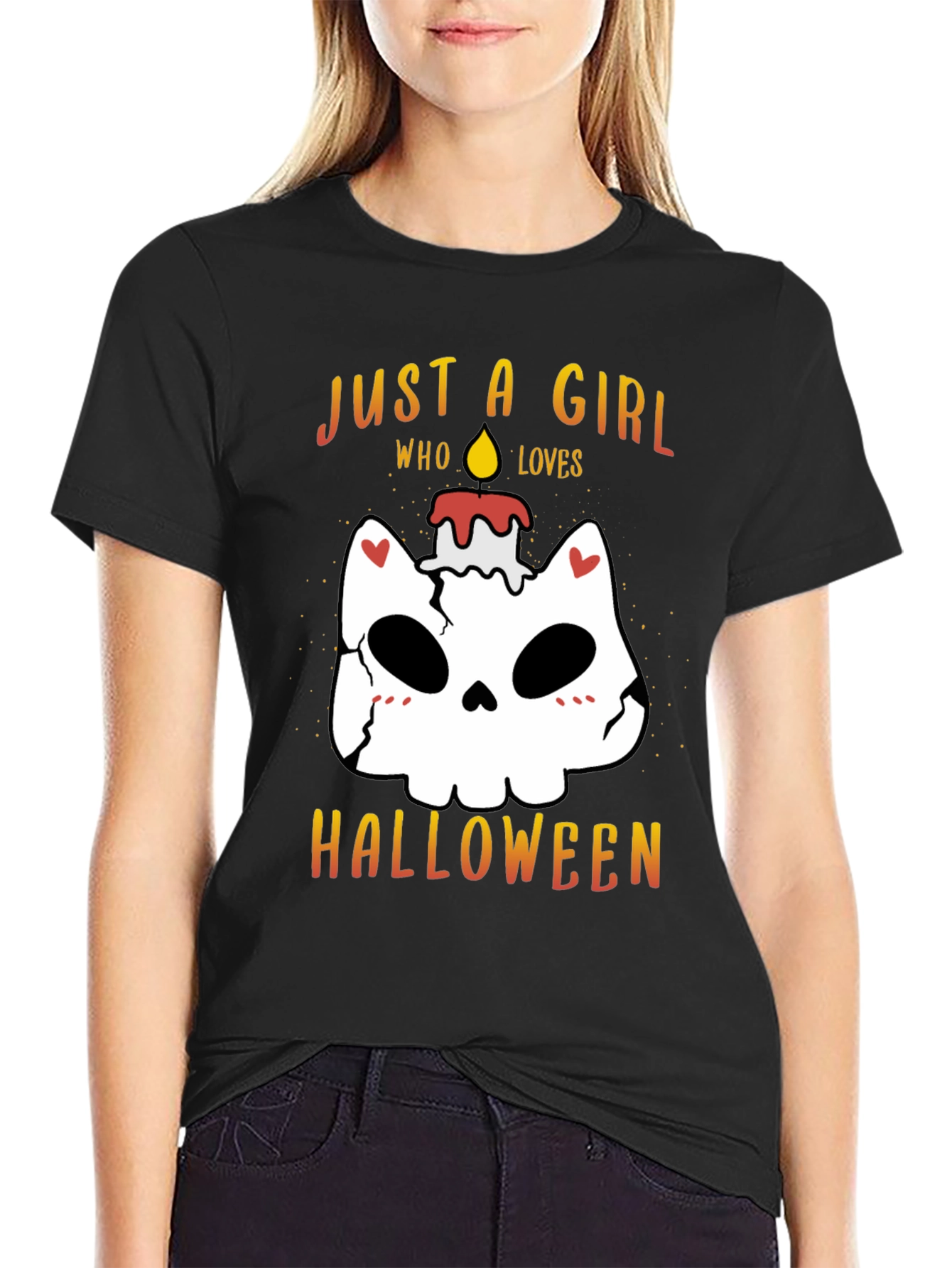 Halloween Girl Skull Candle T-Shirt