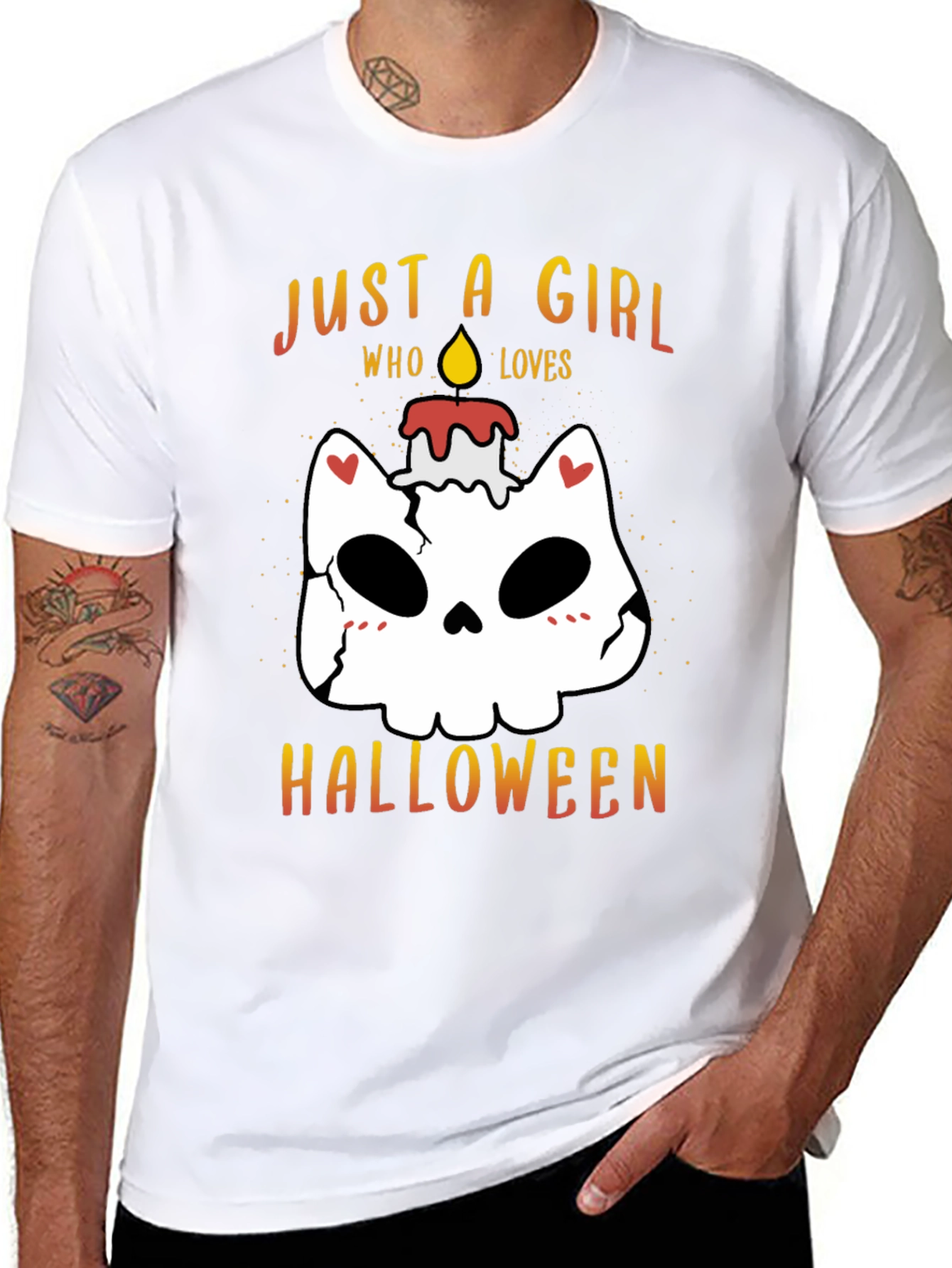 Halloween Girl Skull Candle T-Shirt