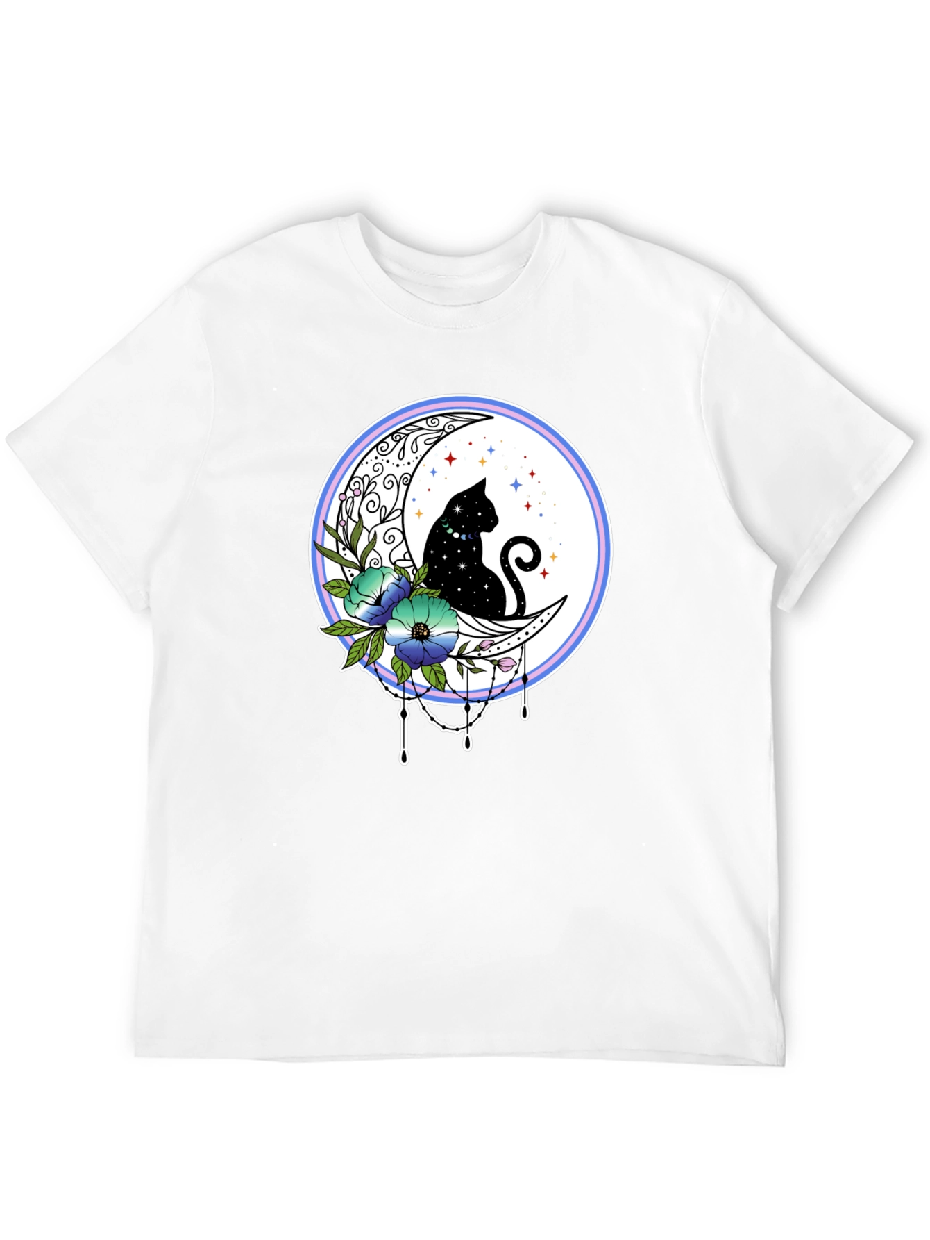 Celestial Cat on Moon T-Shirt