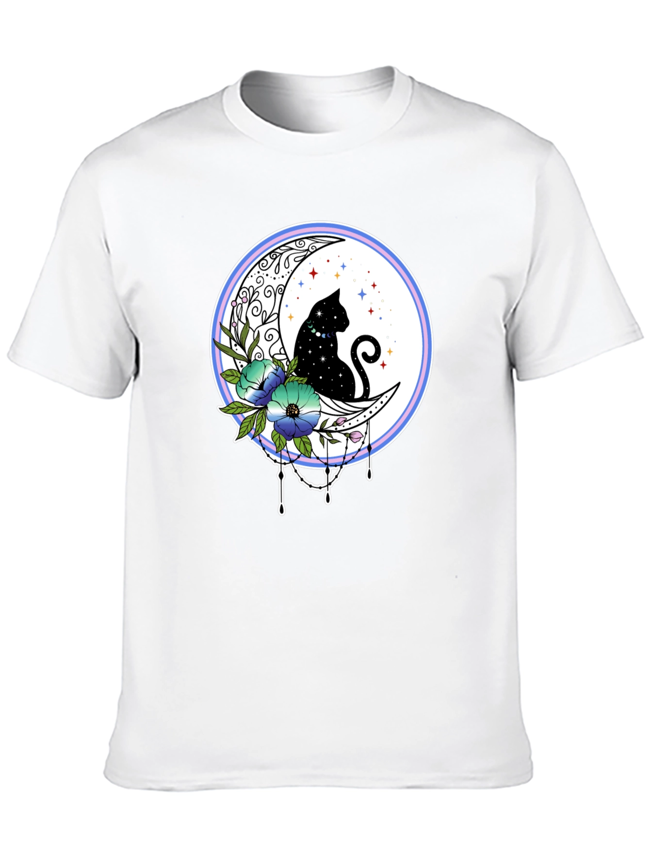 Celestial Cat on Moon T-Shirt
