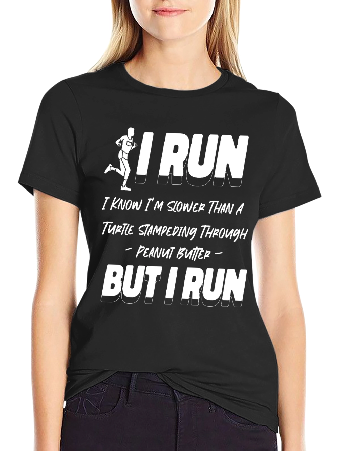 Funny Running T-Shirt - Turtle Stampeding Through Peanut Butter