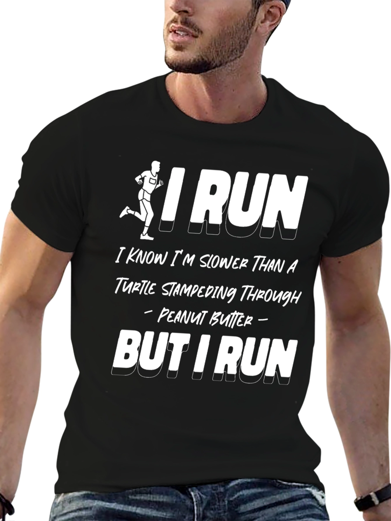Funny Running T-Shirt - Turtle Stampeding Through Peanut Butter