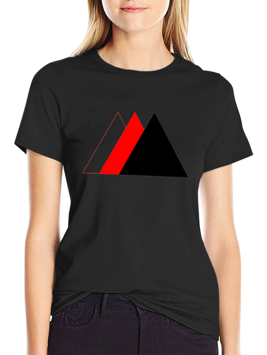 Geometric Triangle Design Black T-Shirt
