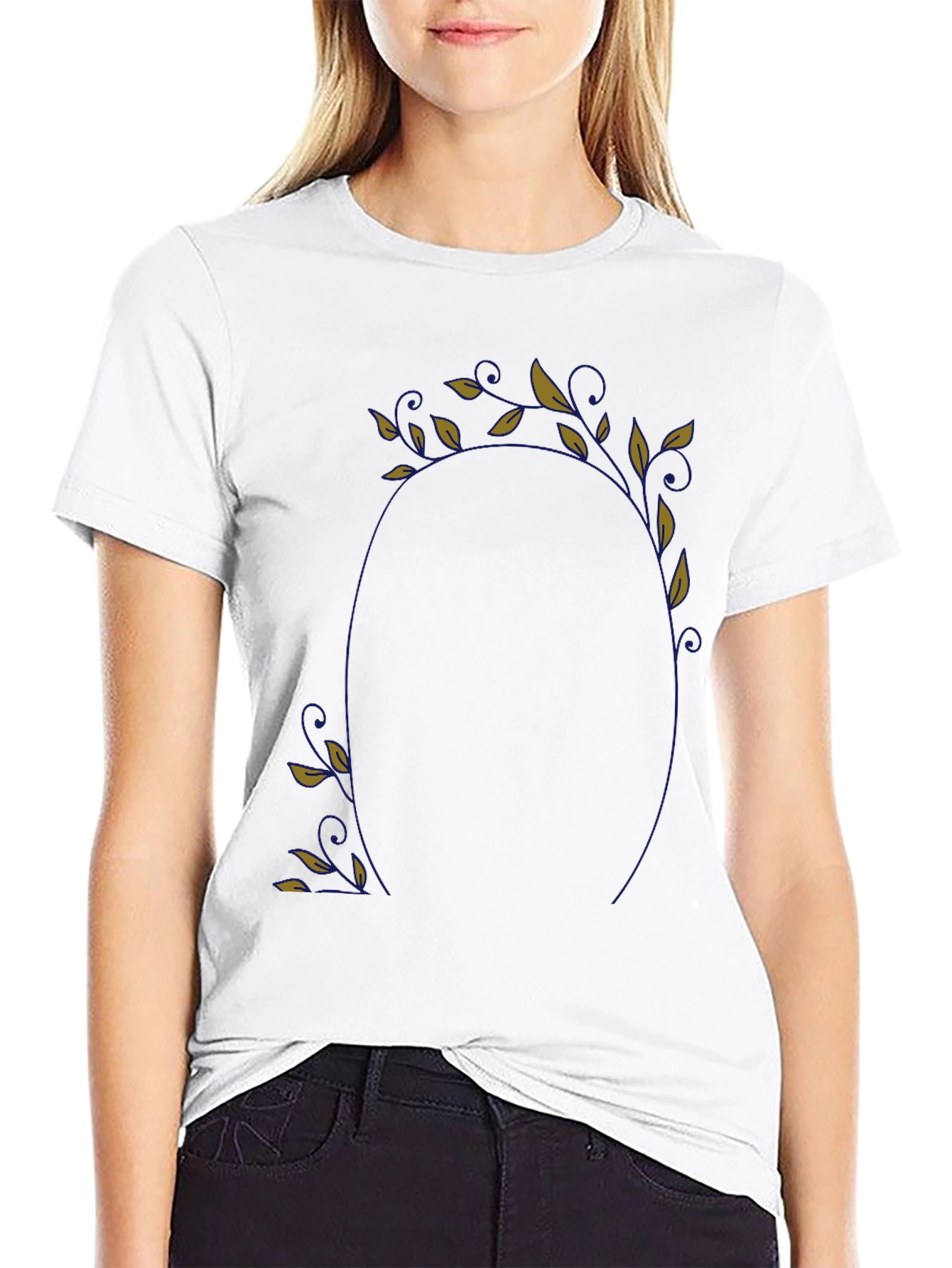 Floral Frame Black T-Shirt
